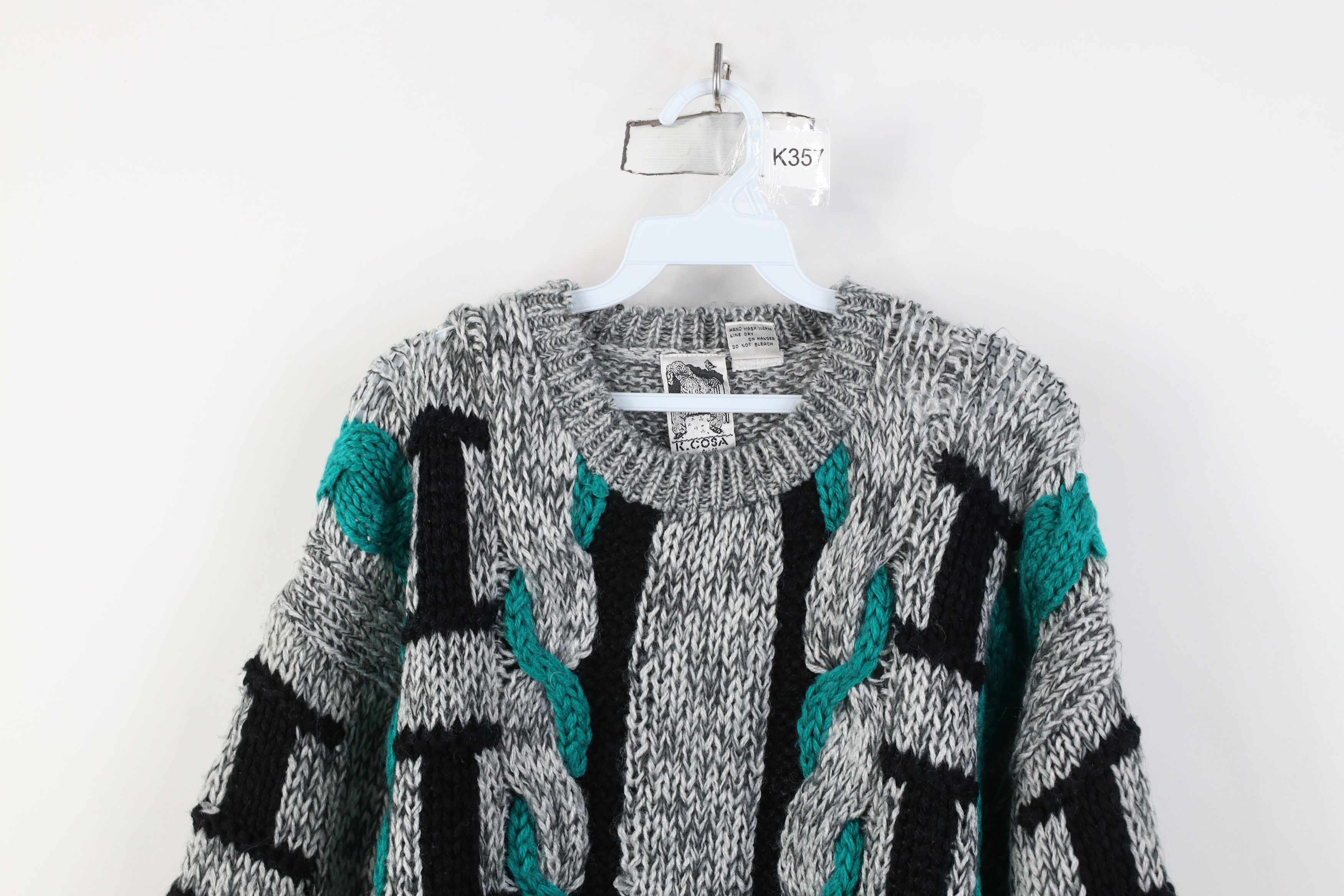Vintage Vintage 90s Streetwear Chunky Cable Knit Crewneck Sweater Size US XL / EU 56 / 4 - 2 Thumbnail