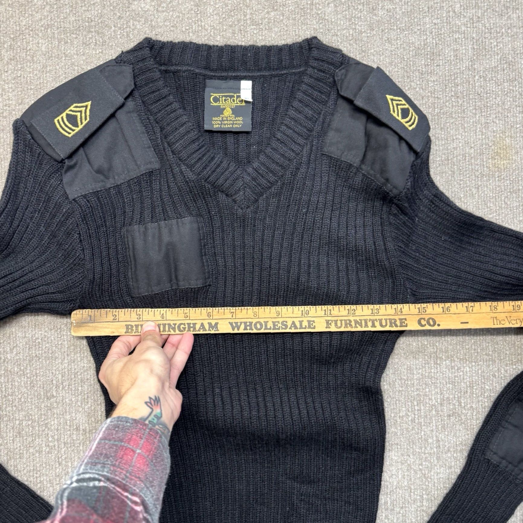 Greats VINTAGE Citadel Sweater Mens 36 Black Wool Pullover Knit Size US M / EU 48-50 / 2 - 5 Thumbnail