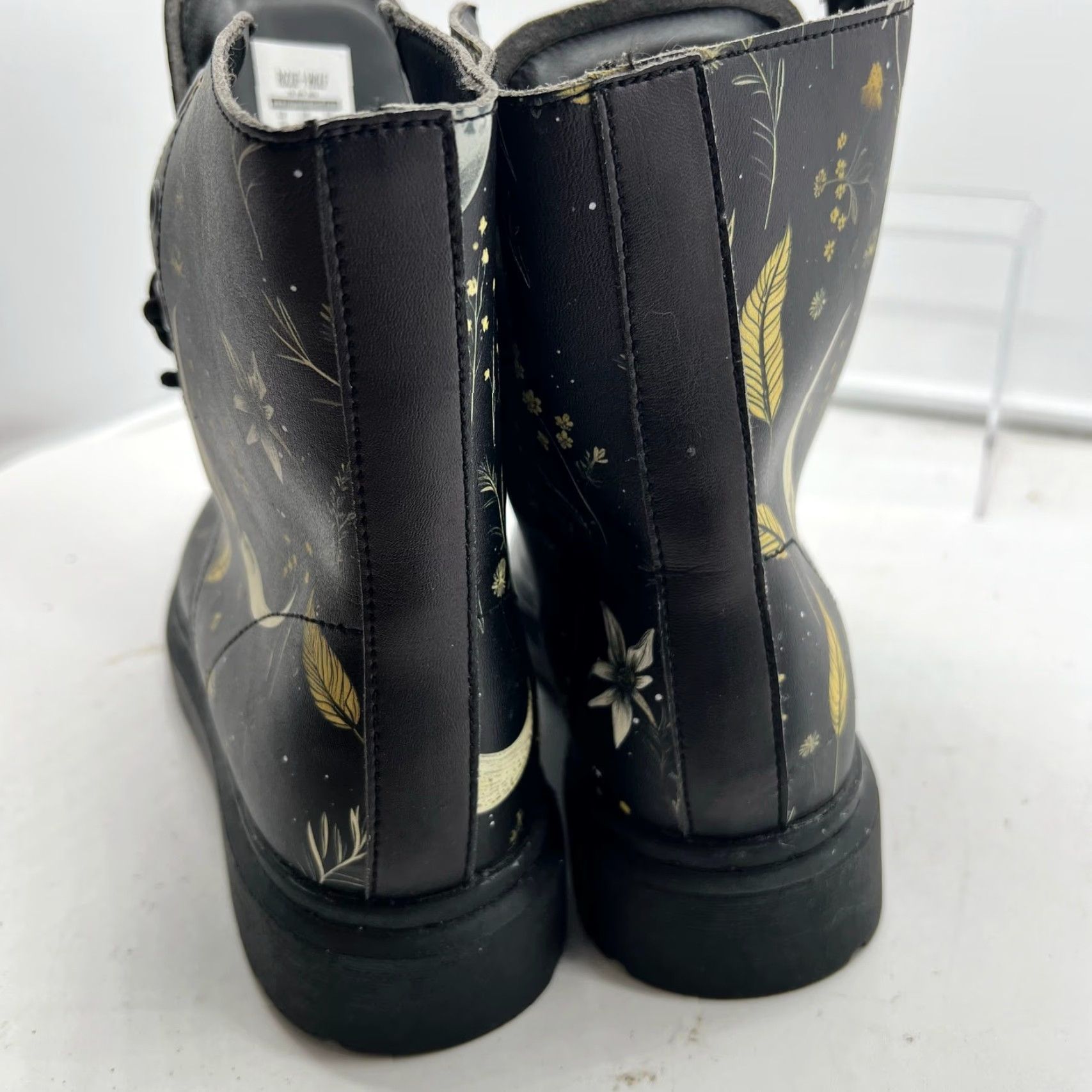 Vintage Rogue & Wolf Combat Boots Women 6.5 Black Moonlit Botanica Moon Floral Chunky Size US 7 / IT 37 - 8 Thumbnail