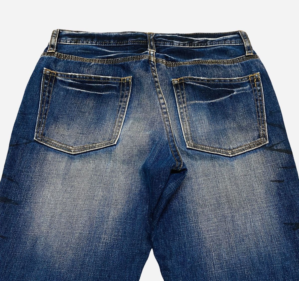 Le Grande Bleu (L.G.B.) Rare Design Vintage Edge Rupert Waxed Flared Jeans 1990s Size US 30 / EU 46 - 4 Thumbnail