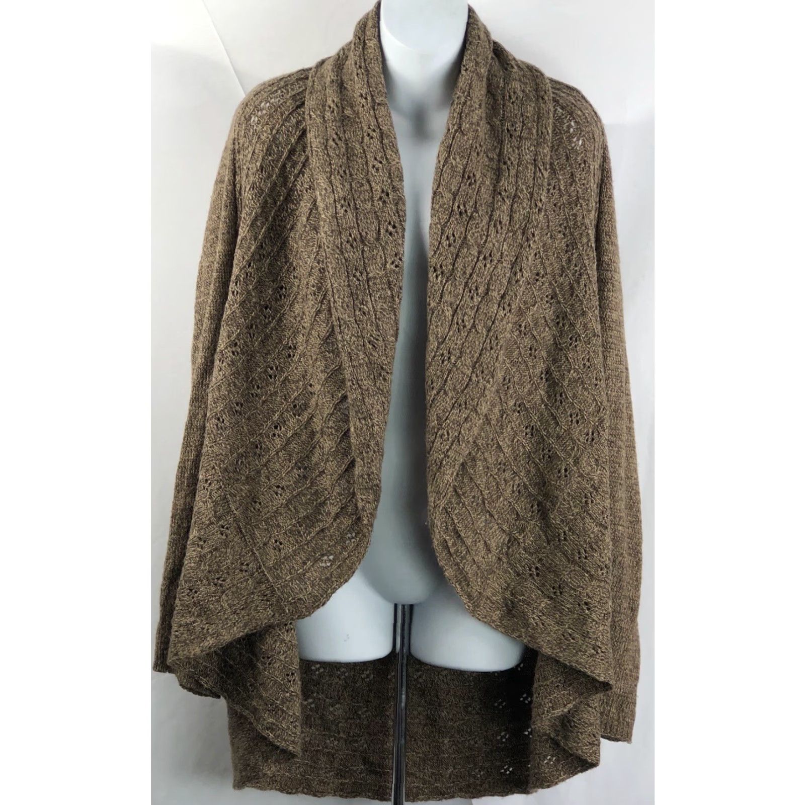 Vintage VINTAGE Karen Scott Cardigan Sweater L Brown Open Front Raglan Sleeve Collared Neckline Boho Grunge Hippie 90s Womens Knits Acrylic Knit Size L / US 10 / IT 46 - 5 Thumbnail