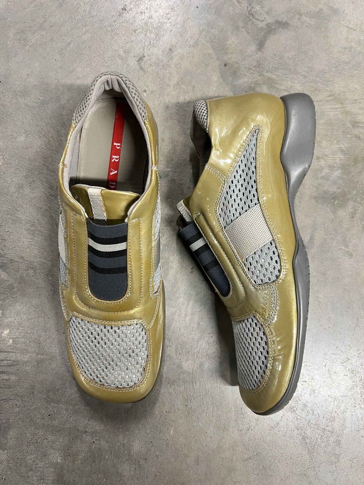 靴 archive prada leather sneaker y2k Prada Archive Y2K Vintage Prada Shoes Brown Leather Sneakers | Grailed