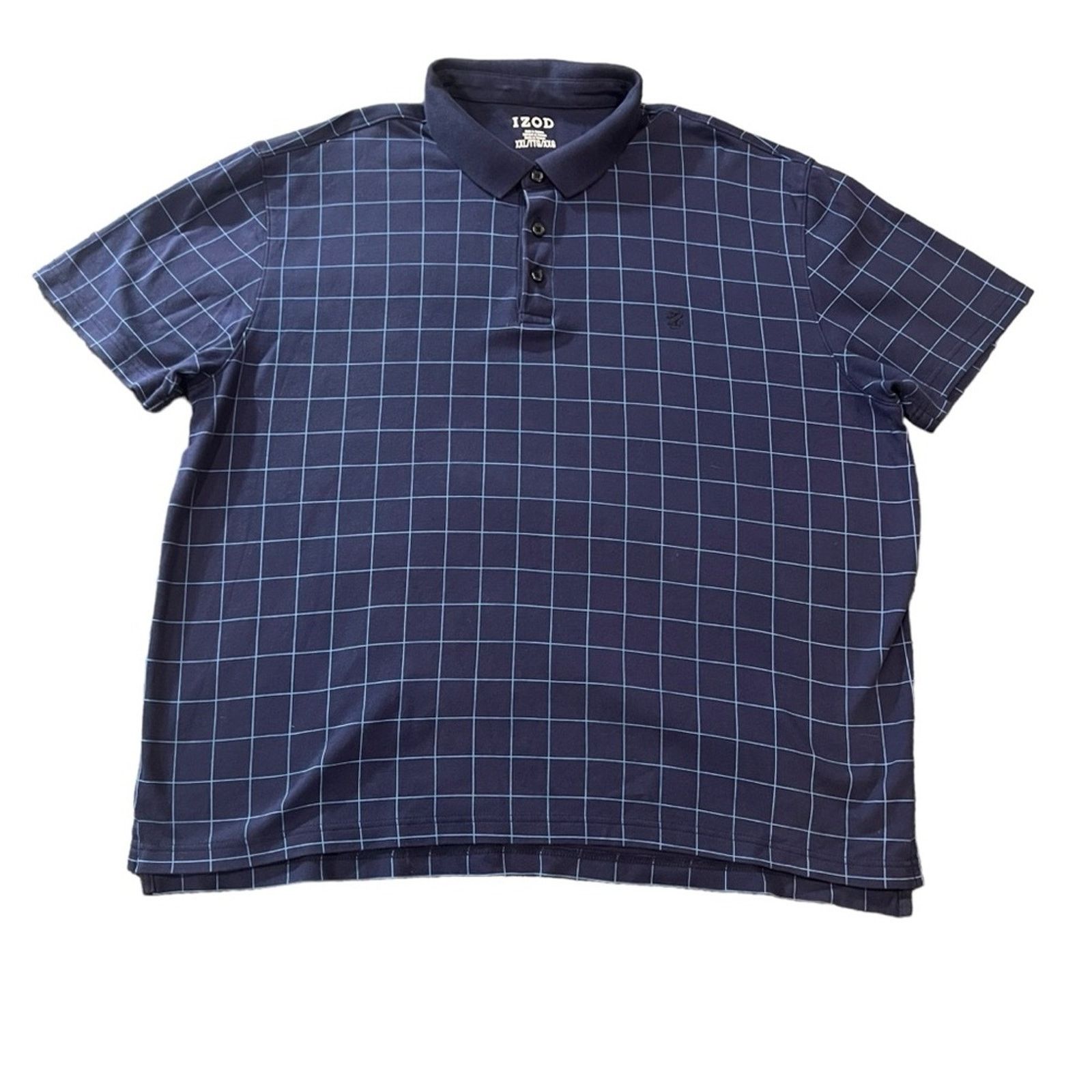 Izod IZOD Polo Shirt Men's 2XL Navy Blue Windowpane Grid Size US XXL / EU 58 / 5 - 2 Thumbnail