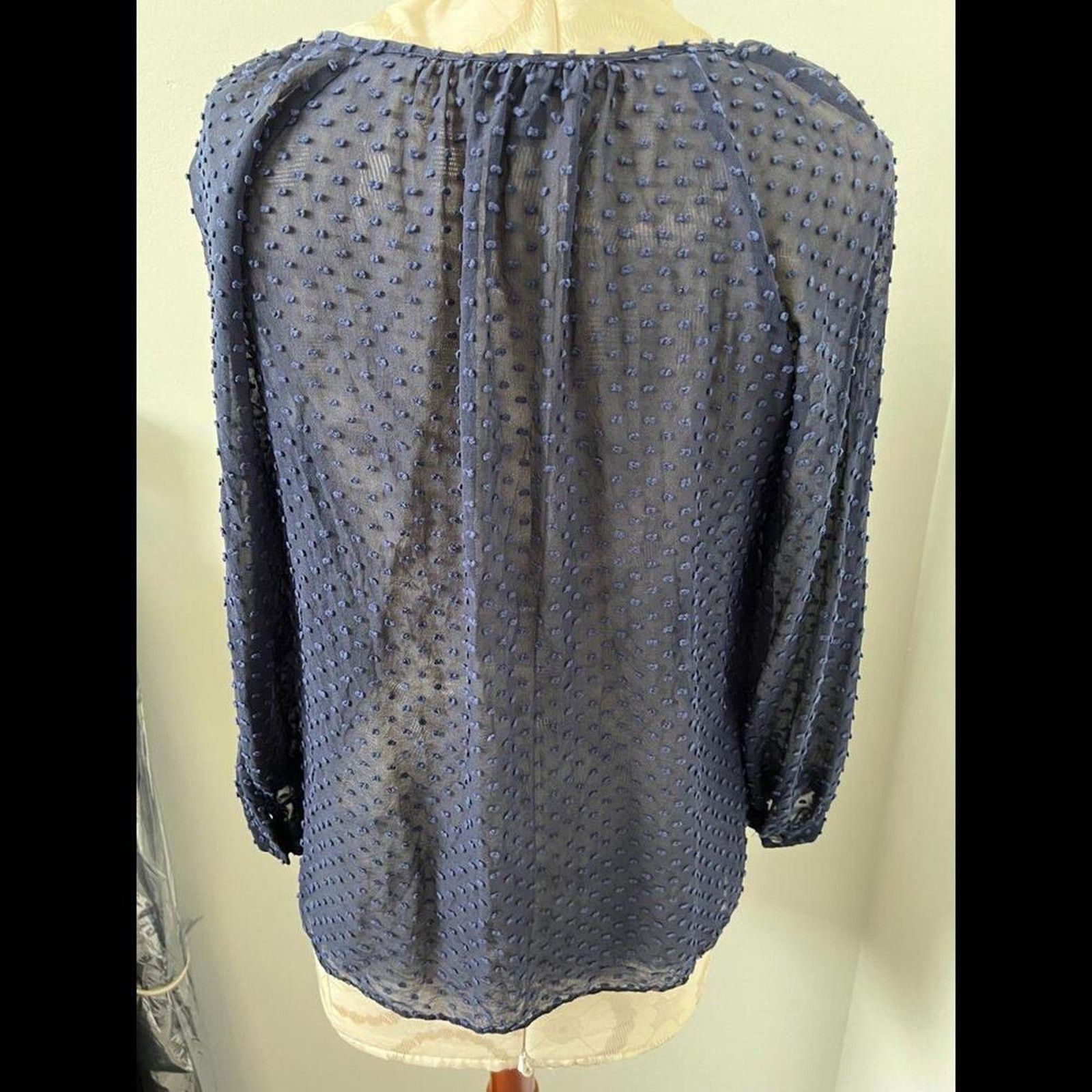 J.Crew J.Crew Swiss Dot Long Sleeve Sheer Blouse Size 4 Size S / US 4 / IT 40 - 4 Thumbnail