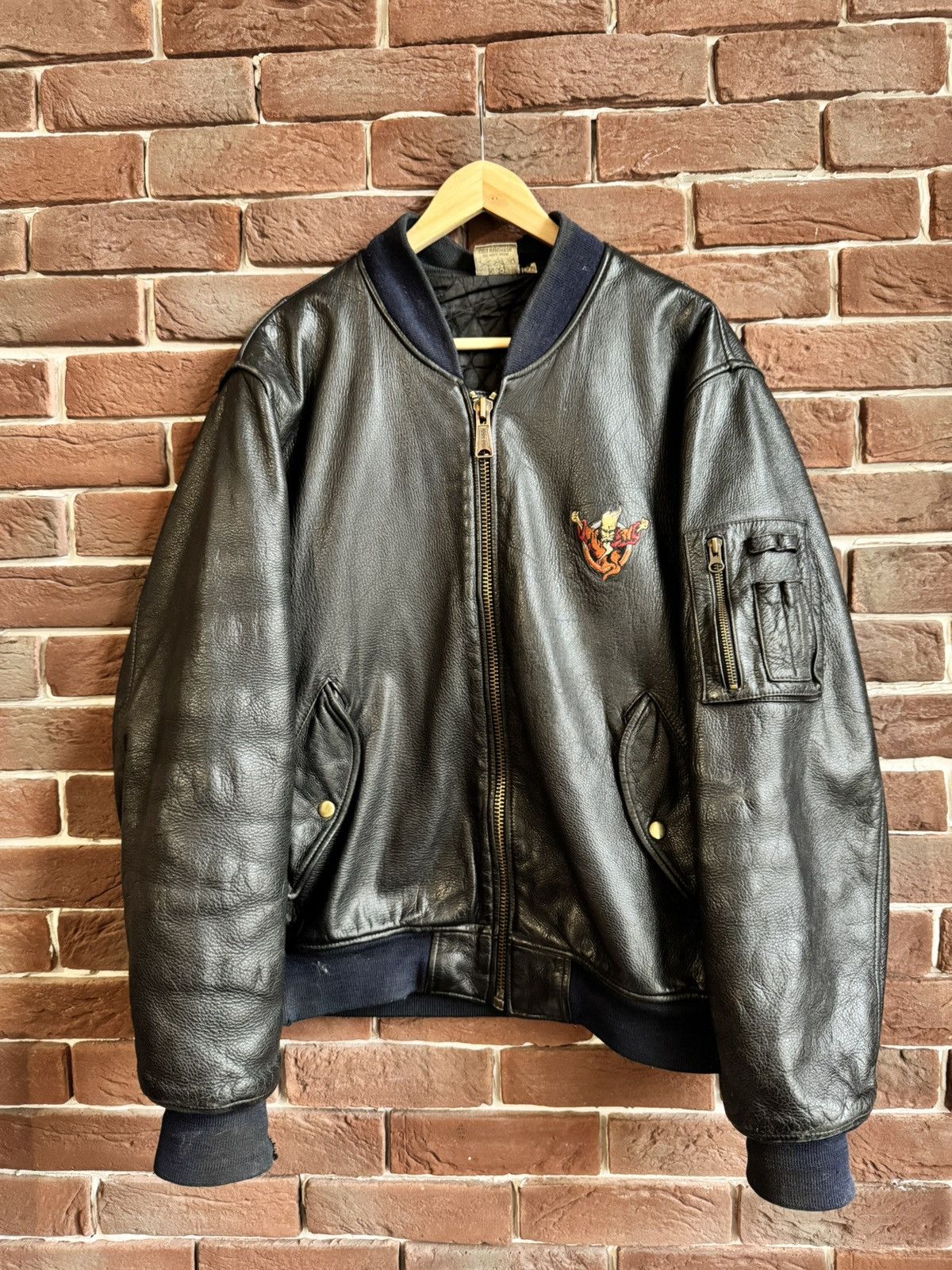 Thunderdome Rare 90s Thunderdome Leather Bomber Jacket Gabber Hardcore Size US XL / EU 56 / 4 - 1 Thumbnail