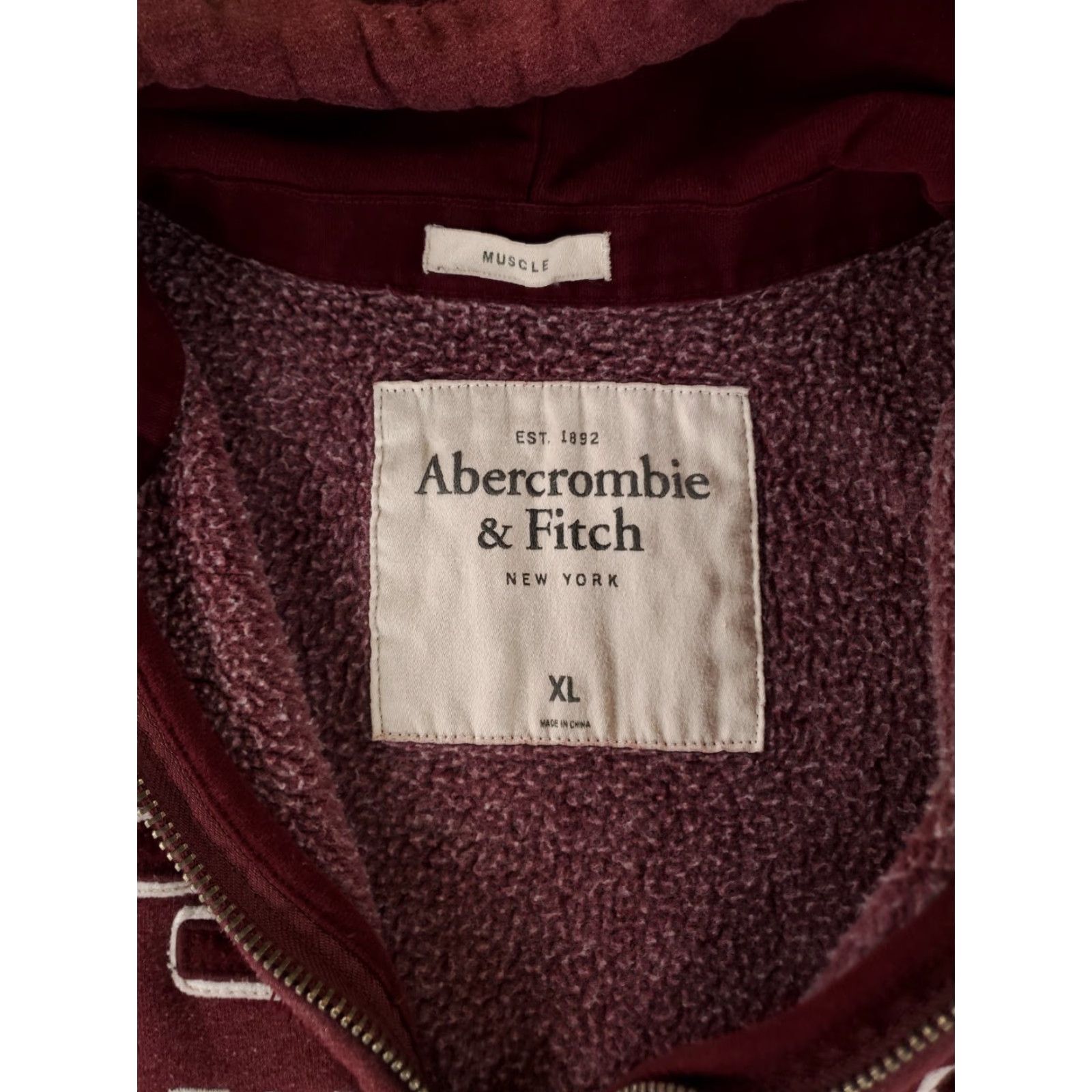 Abercrombie & Fitch Abercrombie & Fitch Hoodie Sweatshirt Full Zip Jacket Red Maroon Mens XL Size US XL / EU 56 / 4 - 5 Thumbnail