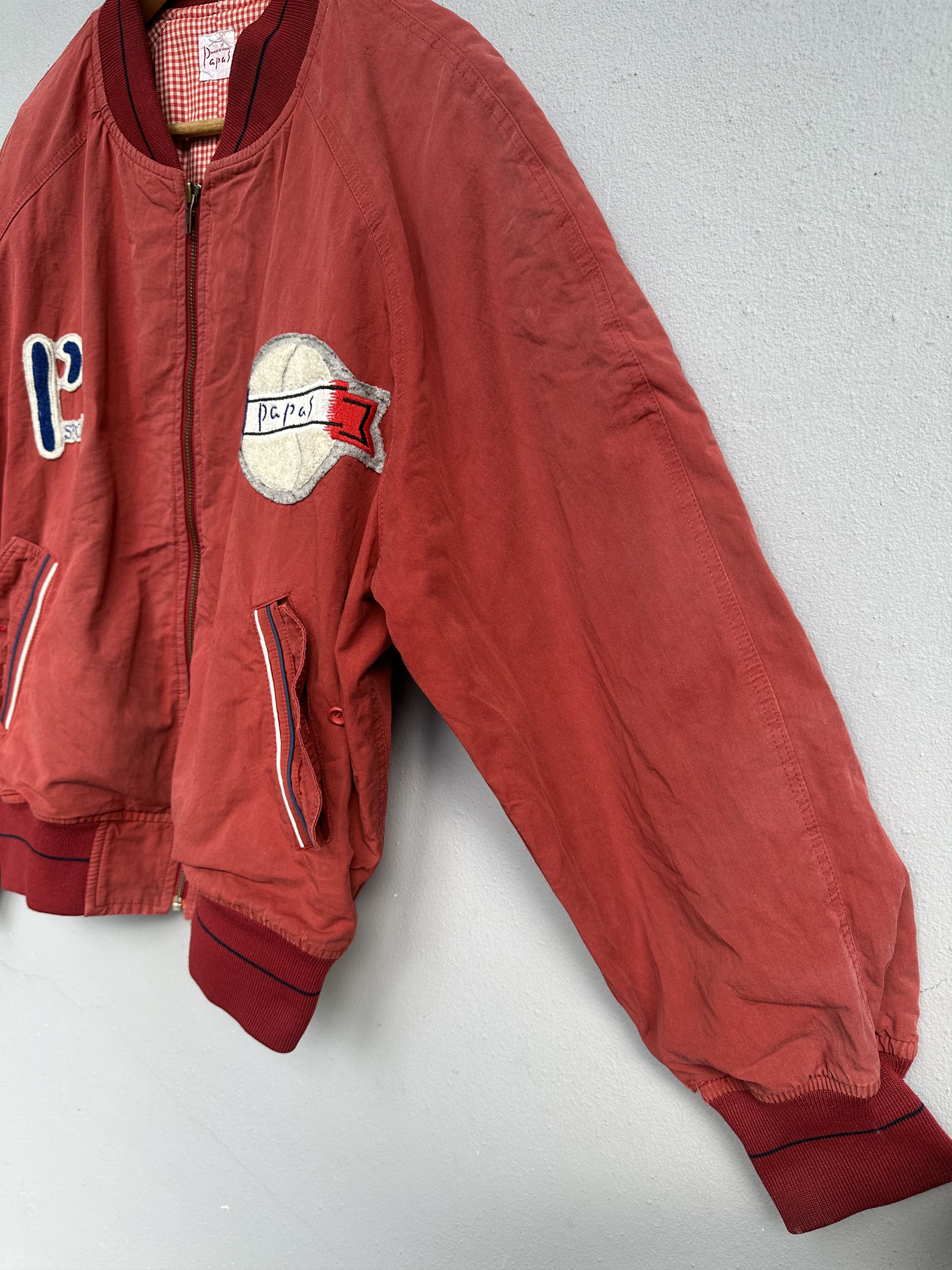 Mademoiselle Non Non Vintage 90s Papas Sports Logo Distressed Bomber Jacket Size US M / EU 48-50 / 2 - 9 Thumbnail