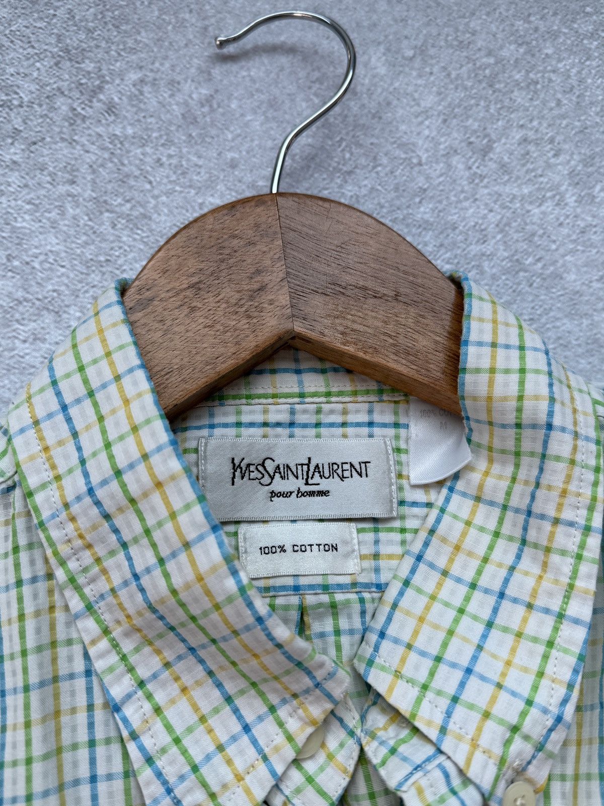 Yves Saint Laurent Yves Saint Laurent Men’s Short Sleeve Shirt Plaid Button Size US L / EU 52-54 / 3 - 10 Thumbnail