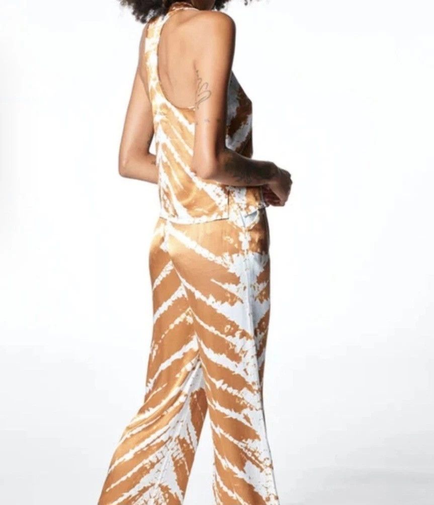 Young Fabulous & Broke YFB Pants Satin Copper Print Wide Leg Pull On Gift Party Size 28" / US 6 / IT 42 - 2 Thumbnail