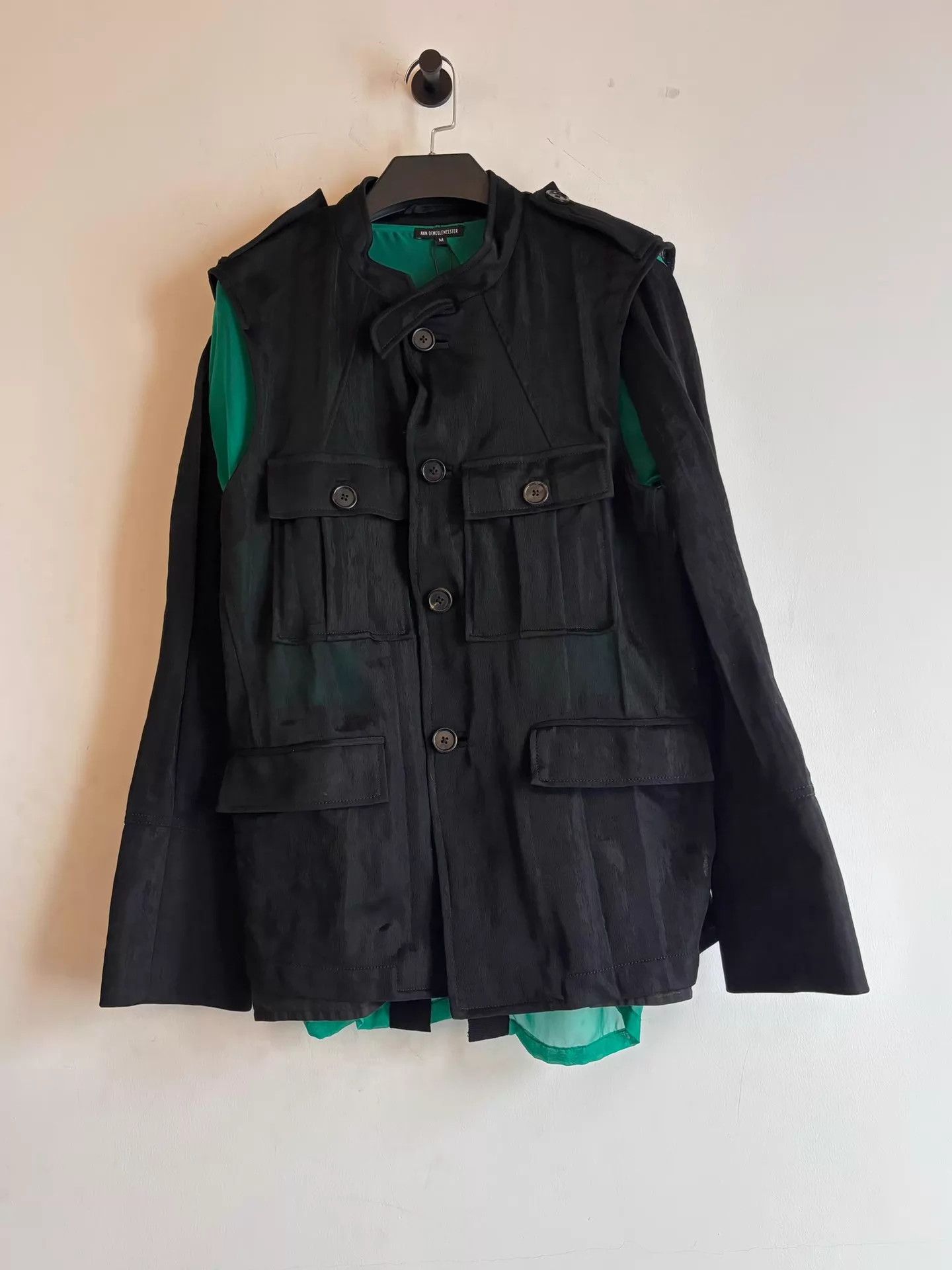 Ann Demeulemeester Ann Demeulemeester SS2016 2-Piece Black/Green Jacket M Size US M / EU 48-50 / 2 - 4 Thumbnail