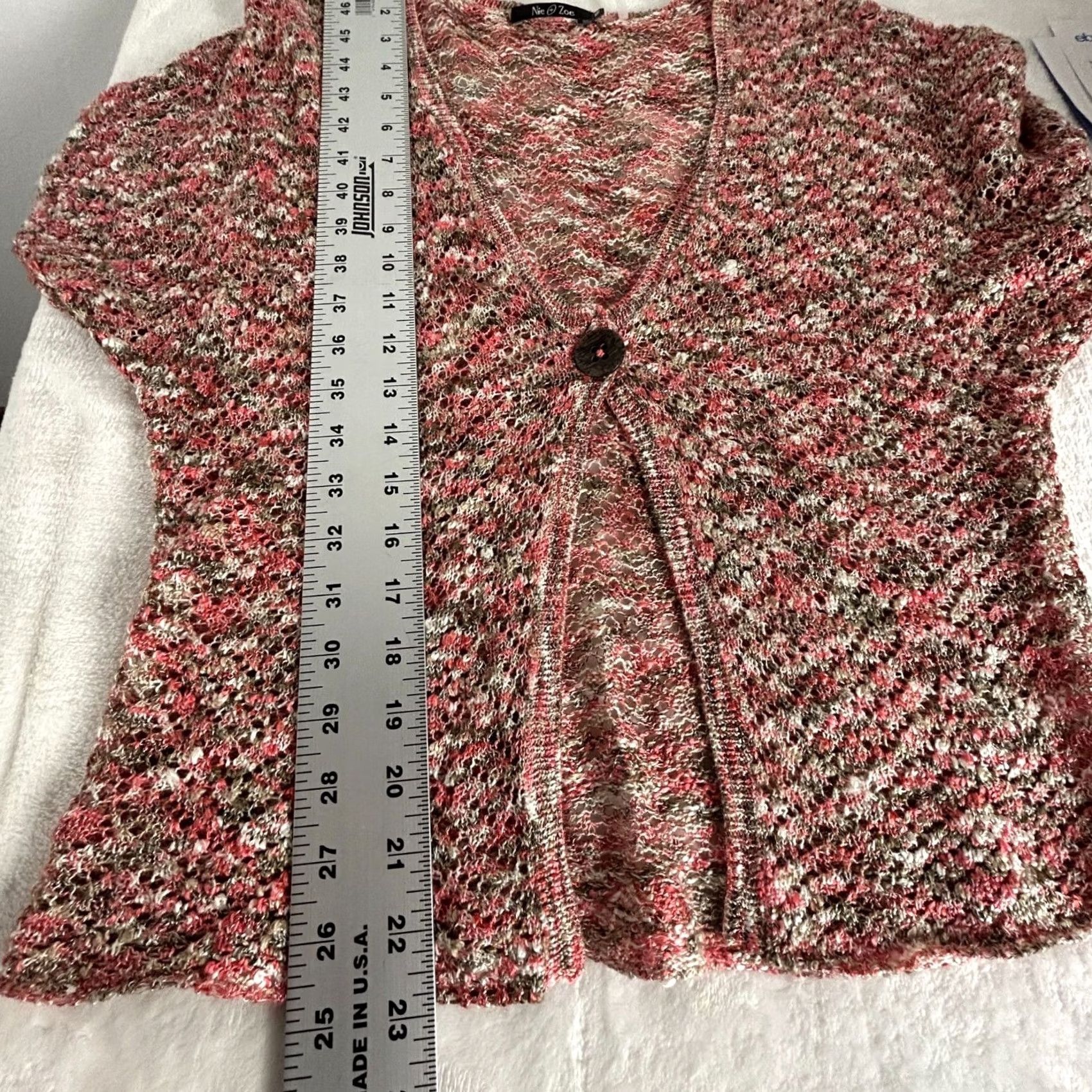 NIC+ZOE Nic + Zoe Womens V-Neck Short Sleeve Knitted Cardigan Sweater Medium Multicolor Size M / US 6-8 / IT 42-44 - 7 Thumbnail