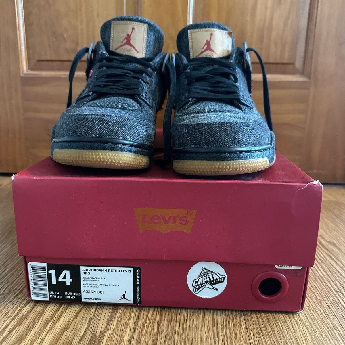 Jordan Brand Levi x air Jordan 4 black denim Size US 14 / EU 47 - 2 Thumbnail