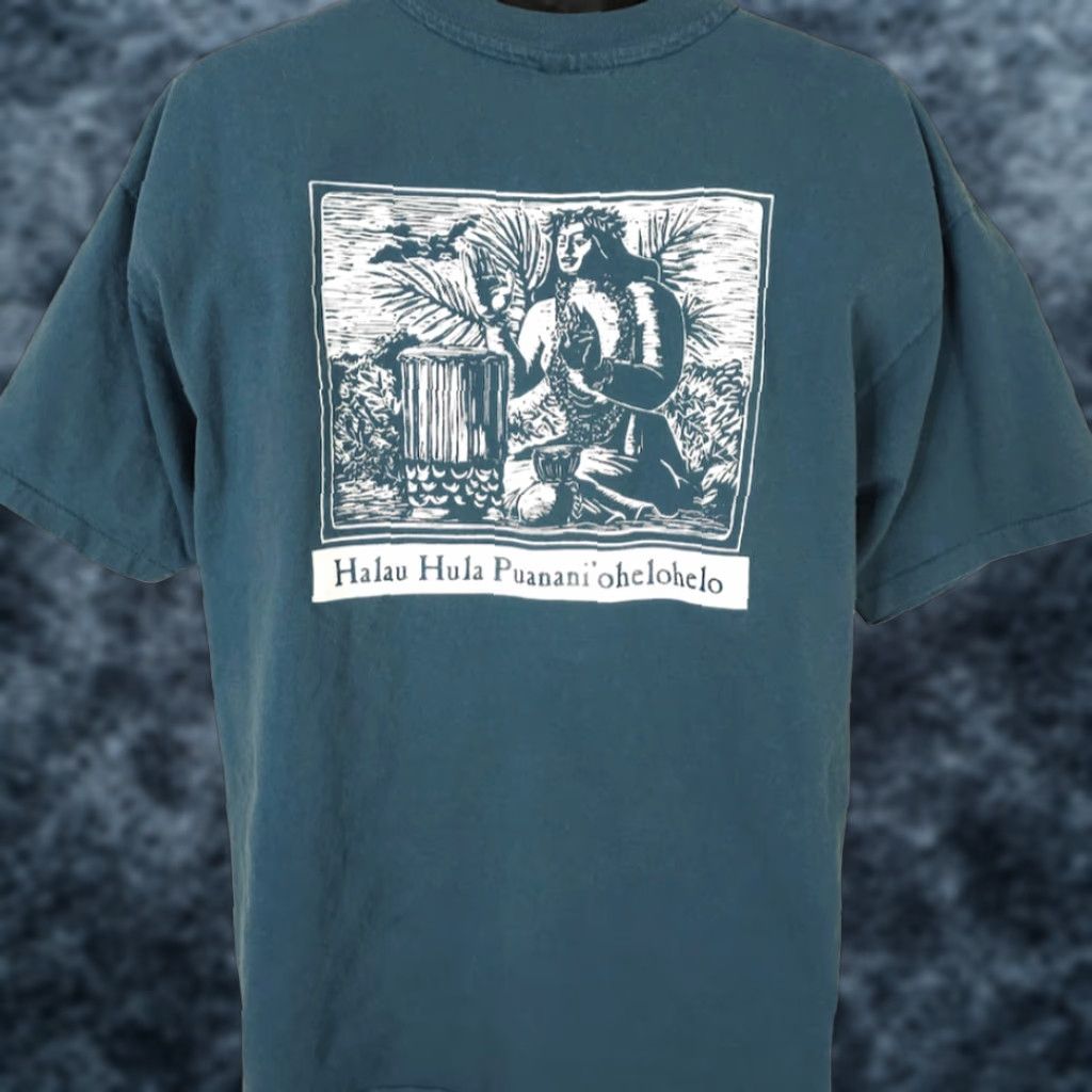 Hanes VINTAGE Halau Hula Puanani'ohelohelo T Shirt Mens XL Blue 90s Hawaiian Surfboard T-Shirt Hanes Size US XL / EU 56 / 4 - 1 Thumbnail