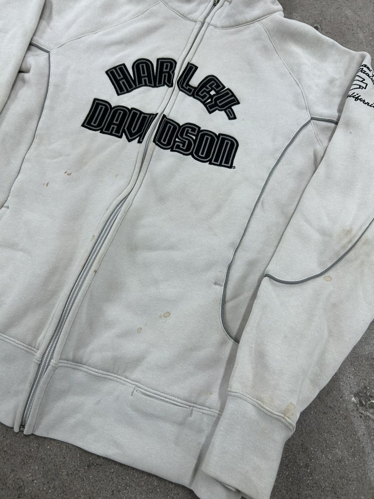 Harley Davidson × Vintage Womens Harley Davidson Zip-Up Crewneck Sweatshirt Gray Size US M / EU 48-50 / 2 - 2 Thumbnail