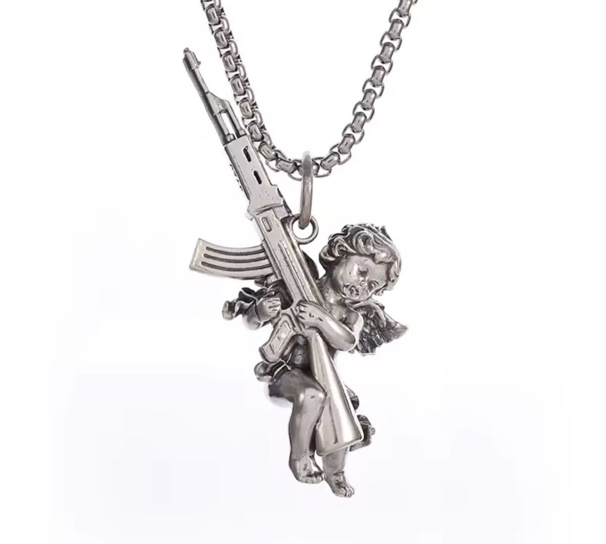 Jewelry Punk Necklace Ak47 Cupid Gothic Chain Size ONE SIZE - 4 Thumbnail