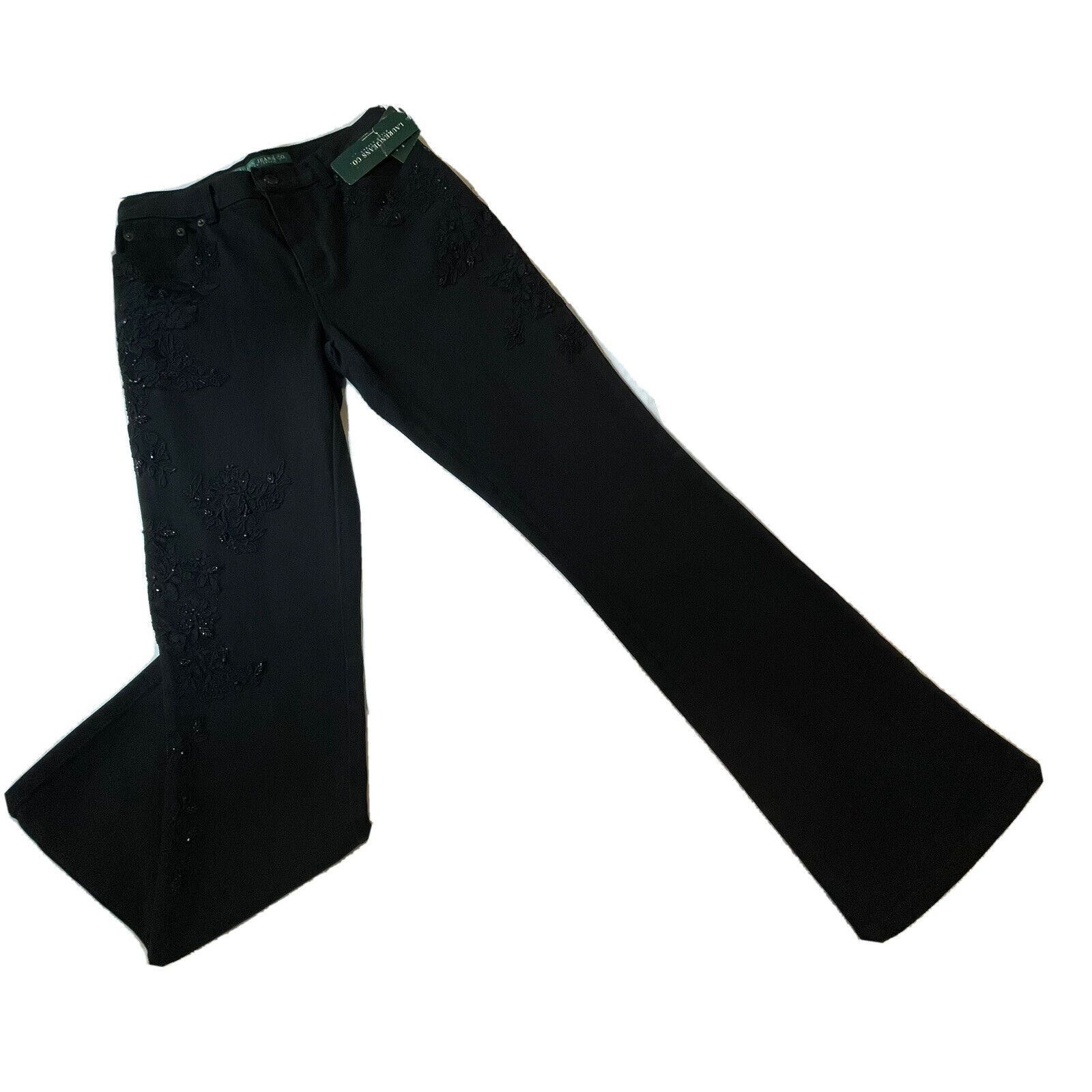 Ralph Lauren Ralph Lauren Women Size 4 Black on Black Beaded Lace Stretch Size 27" / US 4 / IT 40 - 6 Thumbnail