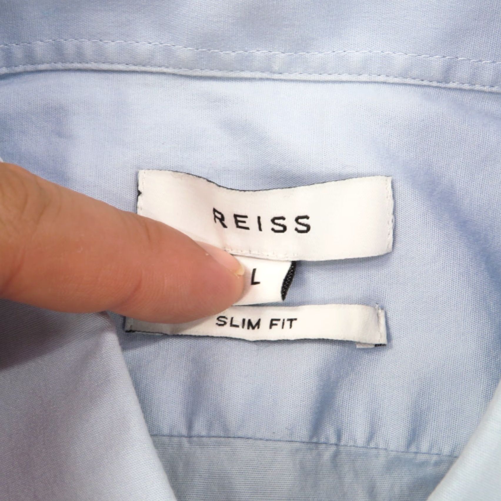Reiss REISS Shirt Men Large Slim Fit Light Blue Short Sleeve Button Up Poplin Redmayne Size US L / EU 52-54 / 3 - 5 Thumbnail