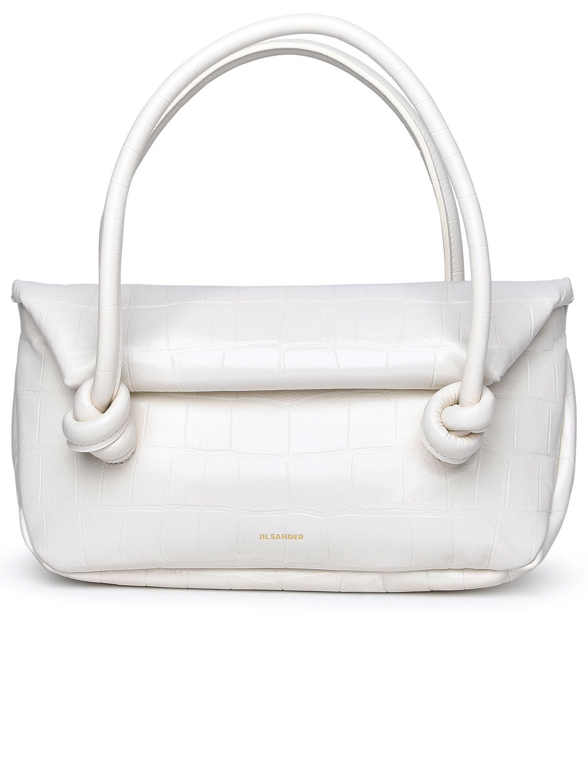 Jil Sander JIL SANDER 'Curve Media' White Leather Crossbody