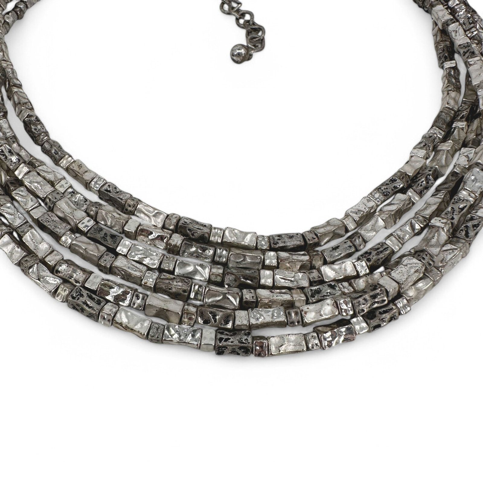Chicos Chicos Multi Strand Necklace Square Silver Tone Beads Size ONE SIZE - 3 Thumbnail
