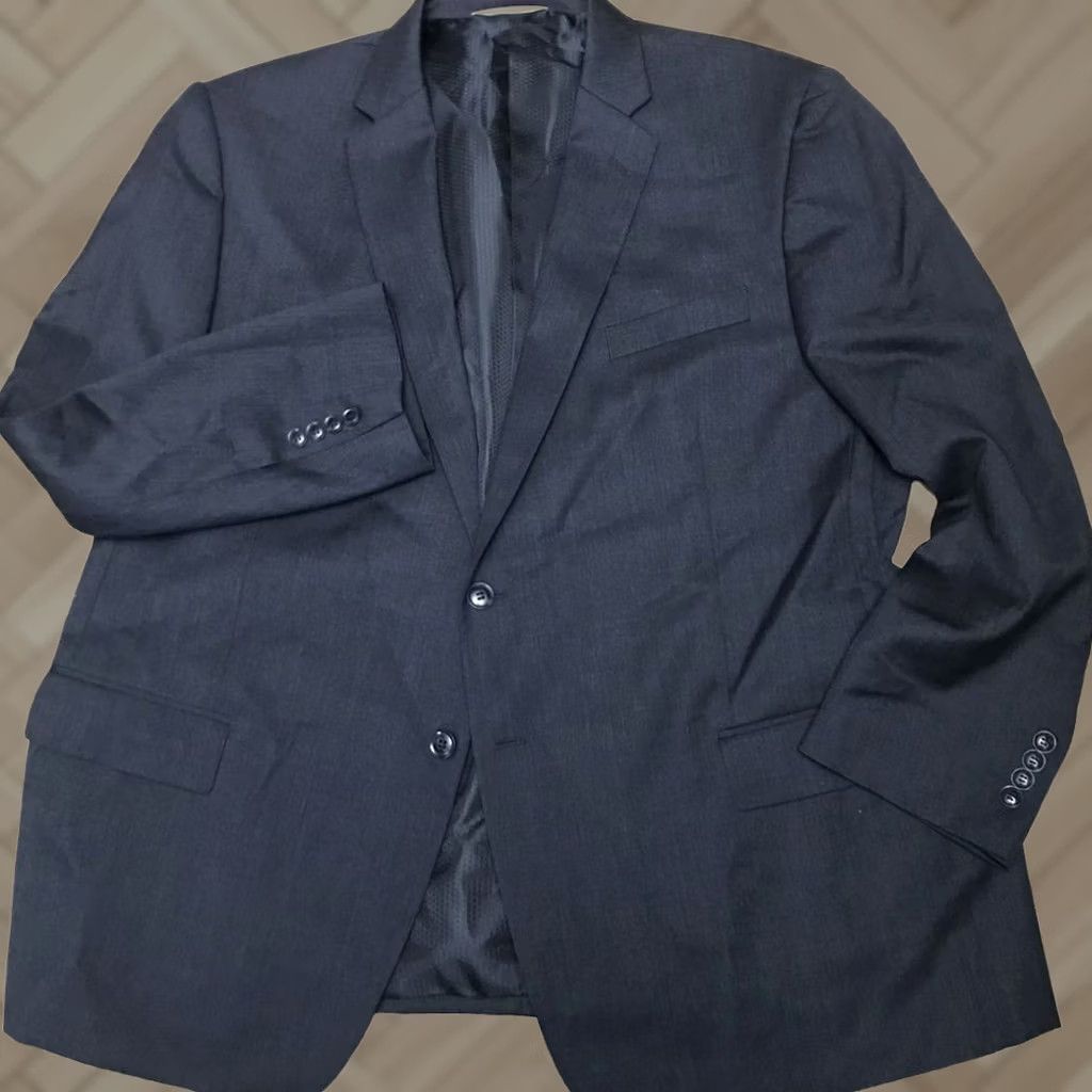 Vintage Linea Uomo Black Solid Wool Blazer 48 R 46 Waste Performance Wool Mens Size 48R - 1 Thumbnail