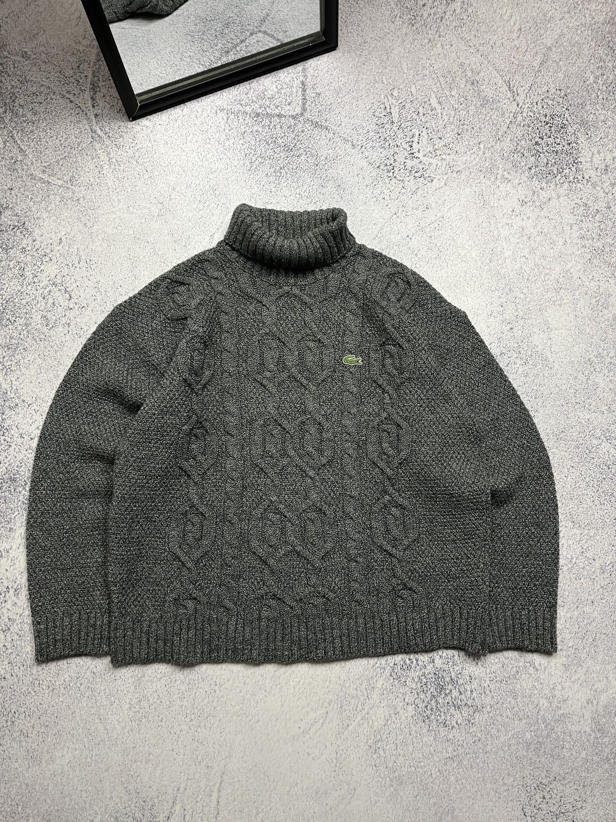 Lacoste Vintage Lacoste Geometric Knitted Sweater Turtleneck Wool Size US M / EU 48-50 / 2 - 1 Thumbnail