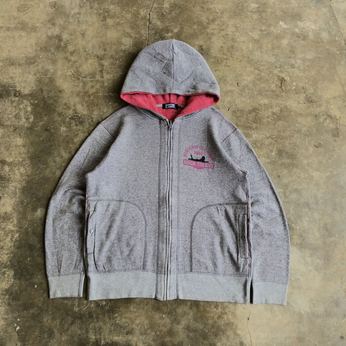 Hysteric Glamour Hysteric Glamour “RocknRoll” Reversible Ziphoodie Grey/Pink Size US L / EU 52-54 / 3 - 4 Thumbnail