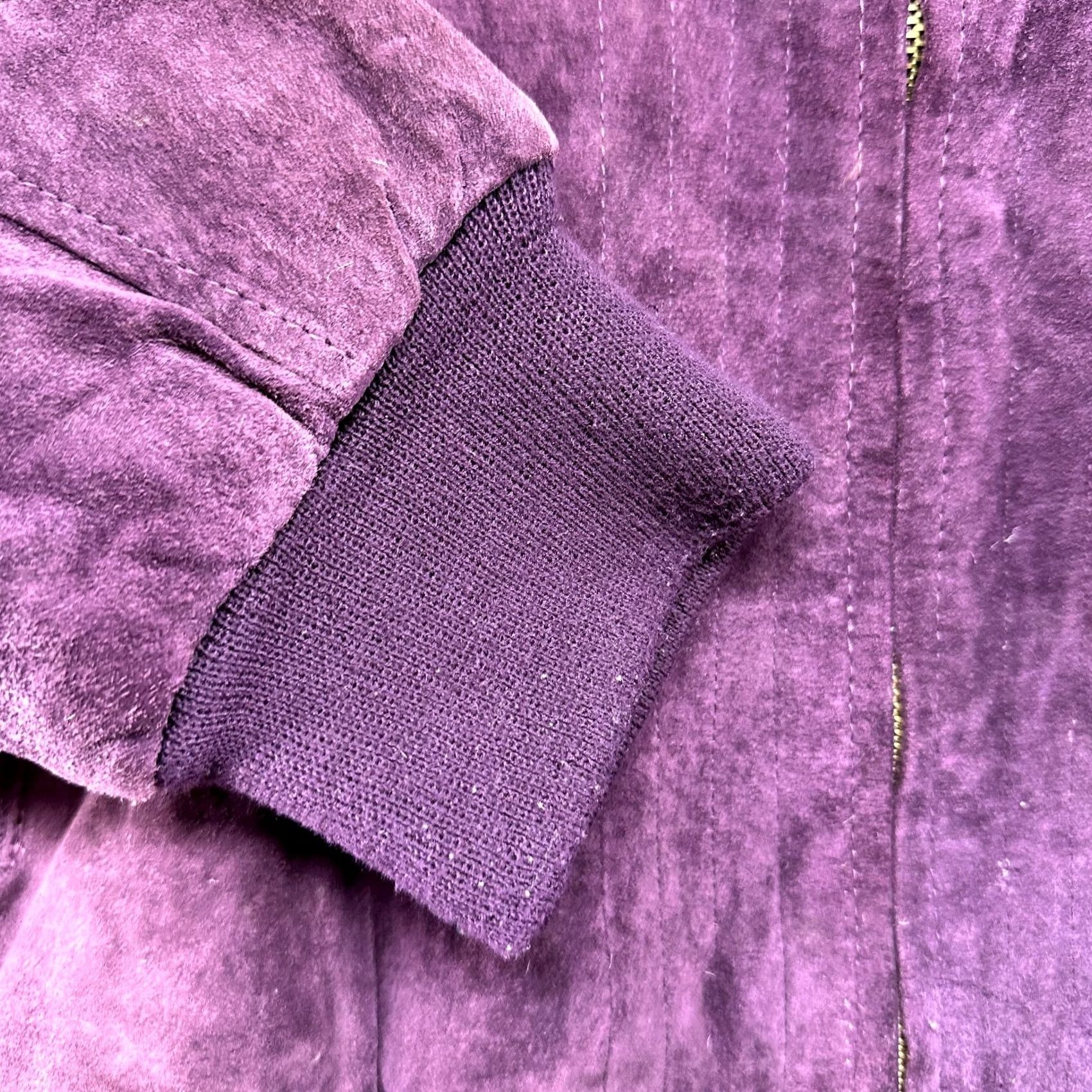 Bell VINTAGE Greg Bell Jacket Womens M Purple Bomber Leather Suede Solid 90s Women Zip Jacket Size M / US 6-8 / IT 42-44 - 5 Thumbnail