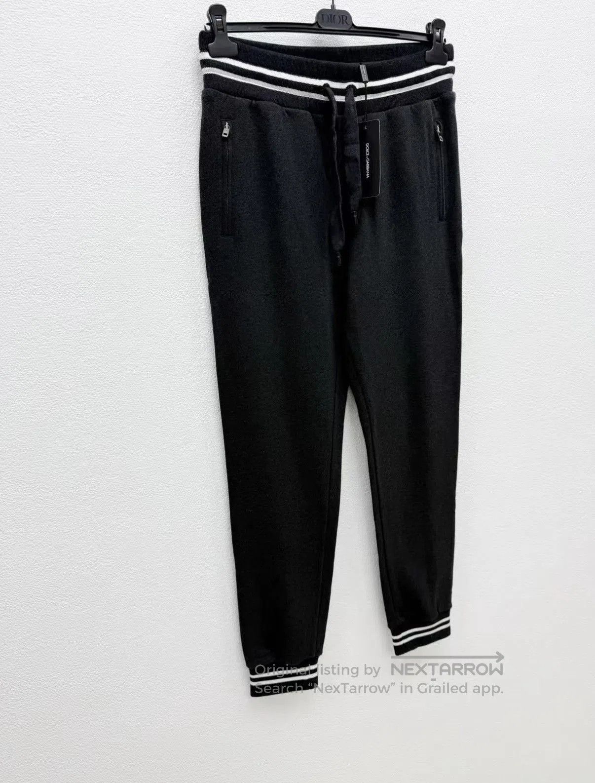 Dolce & Gabbana Black Ribbed Cuff Sweatpants with Drawstring Waist. Size US 32 / EU 48 - 2 Thumbnail