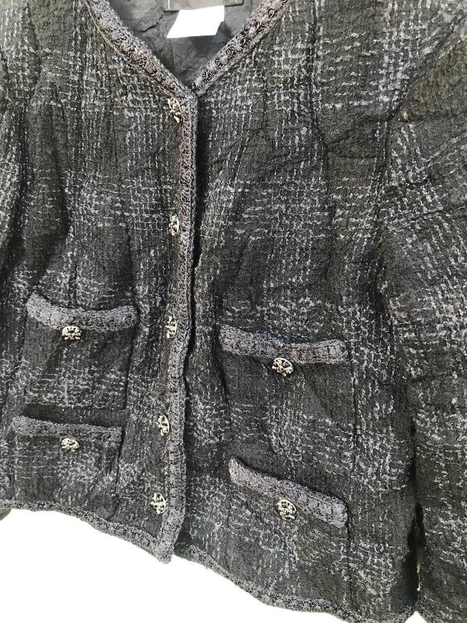 Chanel × Vintage SALE OFFER ACCEPT🔥🔥Vintage Chanel Lettle Black Jacket Tweed Size M / US 6-8 / IT 42-44 - 9 Thumbnail