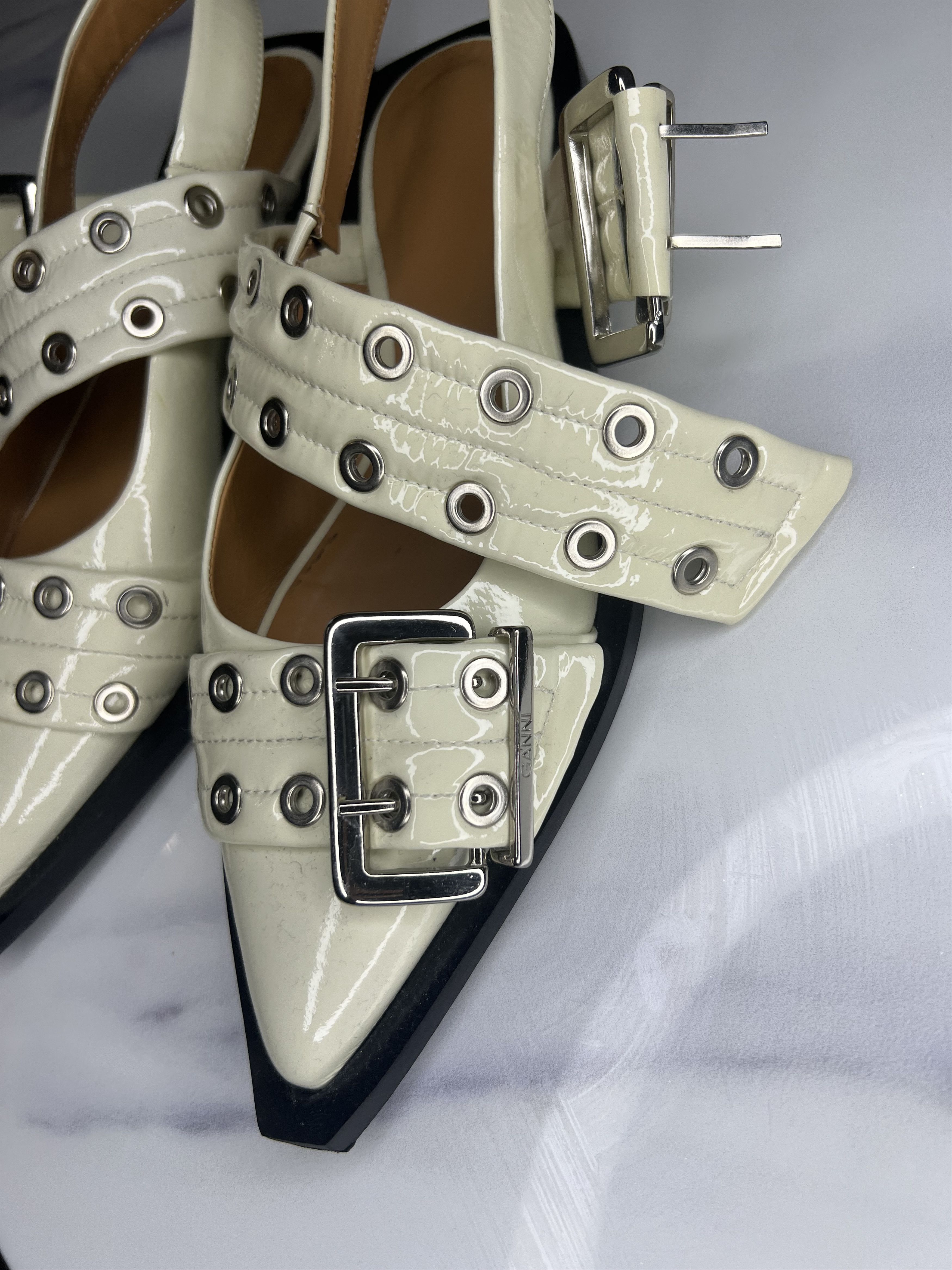Ganni Wide Welt Buckle Ballerinas Flats Size US 6 / IT 36 - 3 Thumbnail