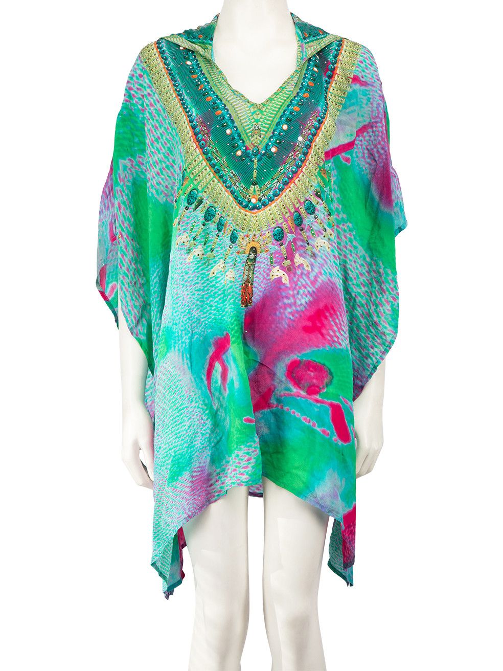 image of Camilla Crystal Embellished Pattern Kaftan Dress, Women's (Size Medium)
