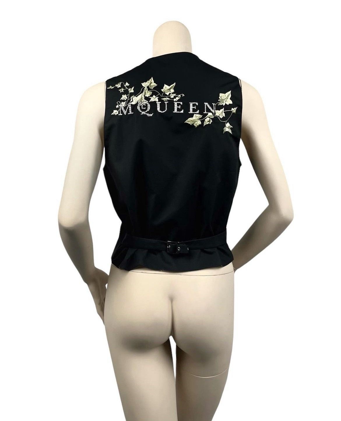 image of Alexander Mcqueen Spring Summer 1999 'no.13' Embroidery Vest in Black, Men's (Size Medium)