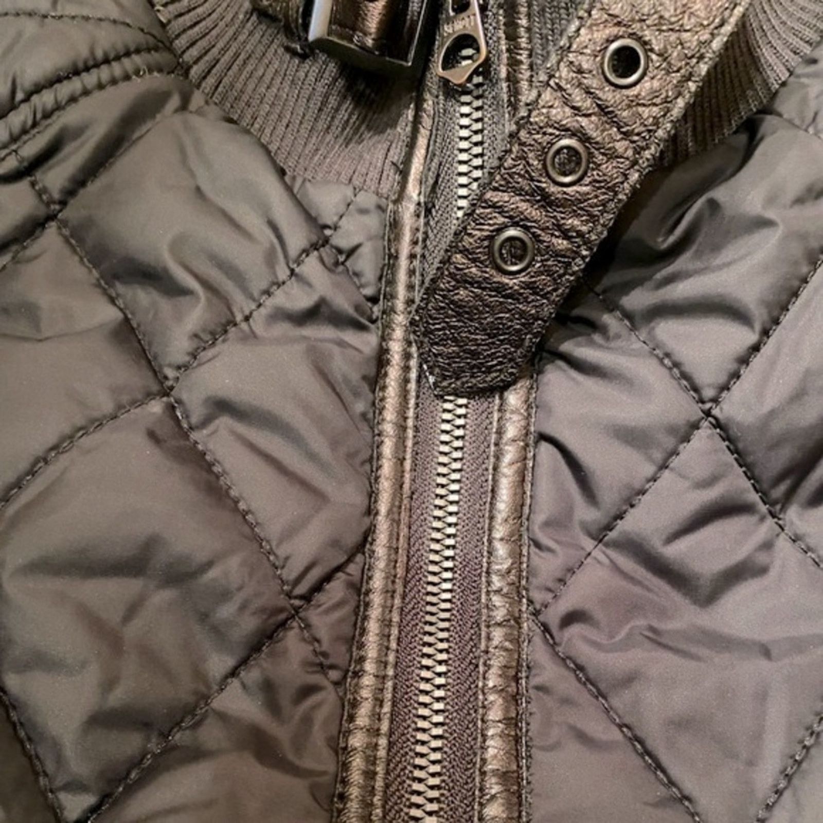 Schott Schott NYC Women’s XS Blk Quilted Nylon Leather Moto Jacket Size XS / US 0-2 / IT 36-38 - 11 Thumbnail