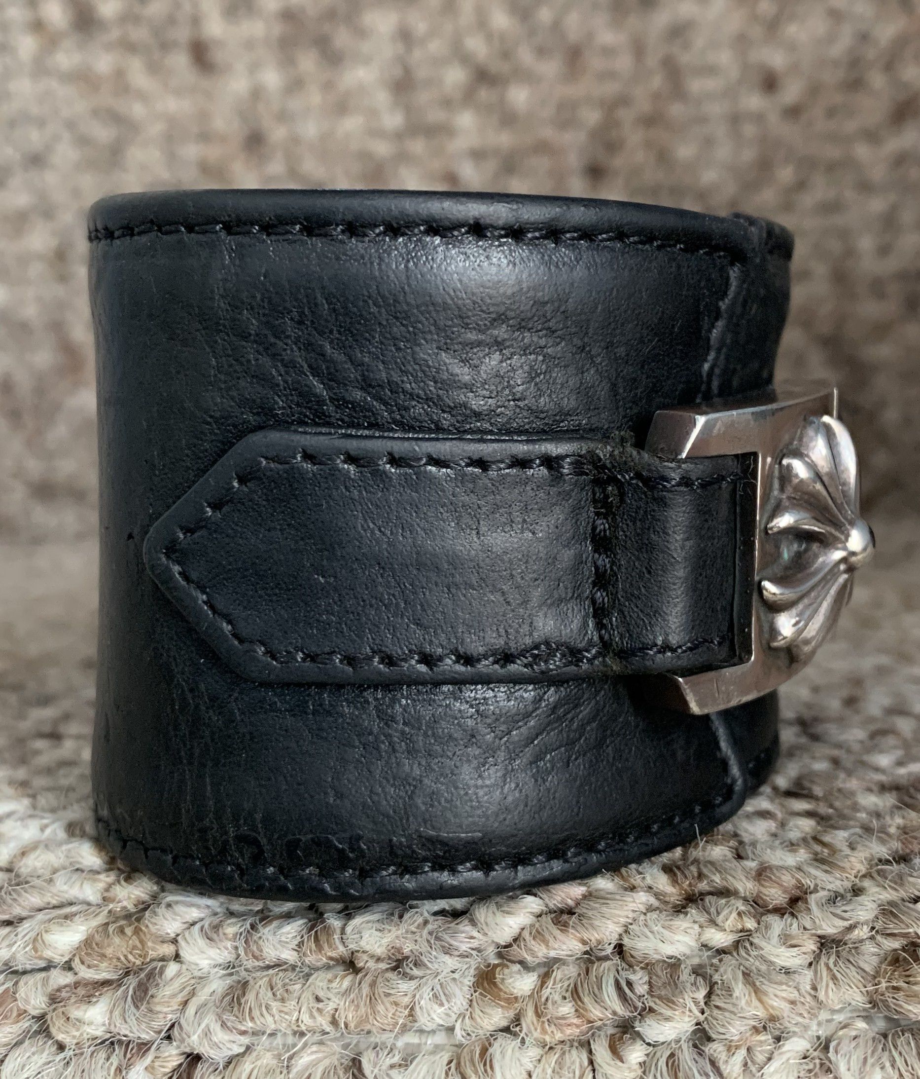 Chrome Hearts Chrome Hearts Wide Leather Silver Cross Bracelet Size ONE SIZE - 4 Thumbnail