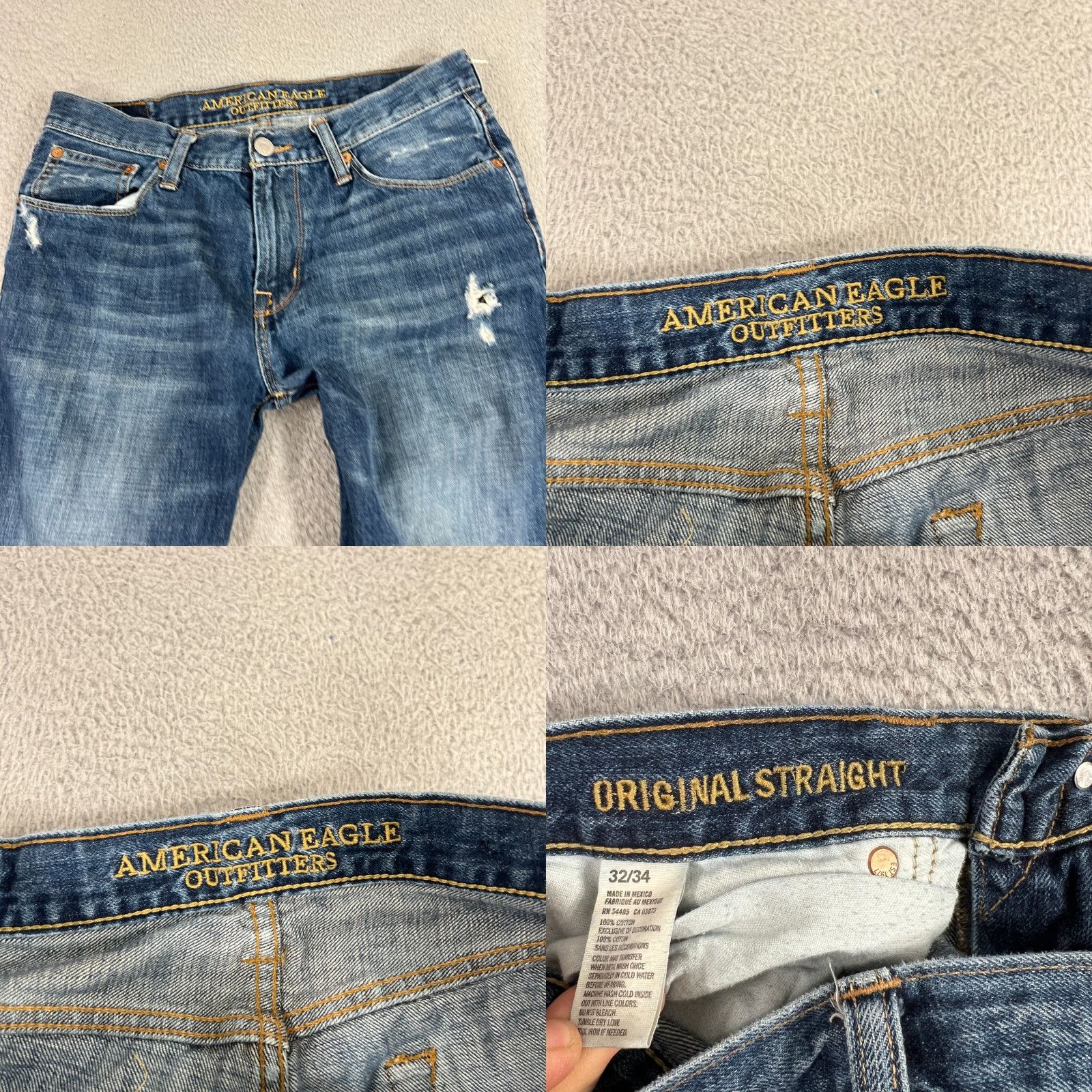 American Eagle Outfitters American Eagle Jeans Mens 32x34 Blue Original Straight Dark Wash Denim Shirt? Size US 32 / EU 48 - 8 Thumbnail