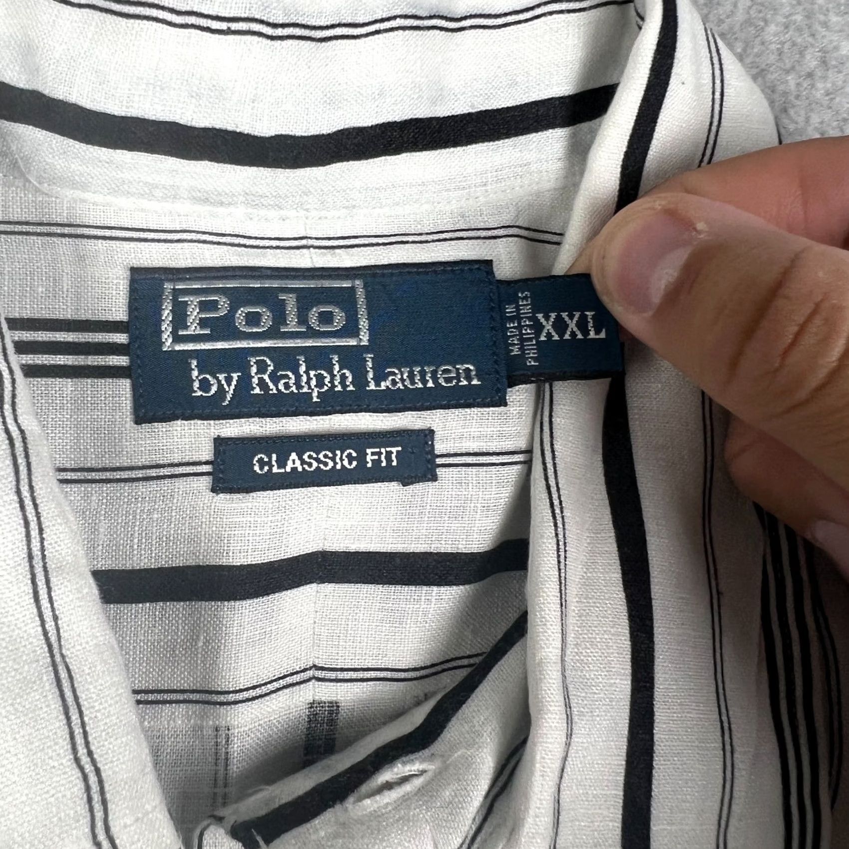 Polo Ralph Lauren Polo Ralph Lauren Shirt Long Sleeve Button 2XL Striped White Black Linen Size US XXL / EU 58 / 5 - 3 Thumbnail