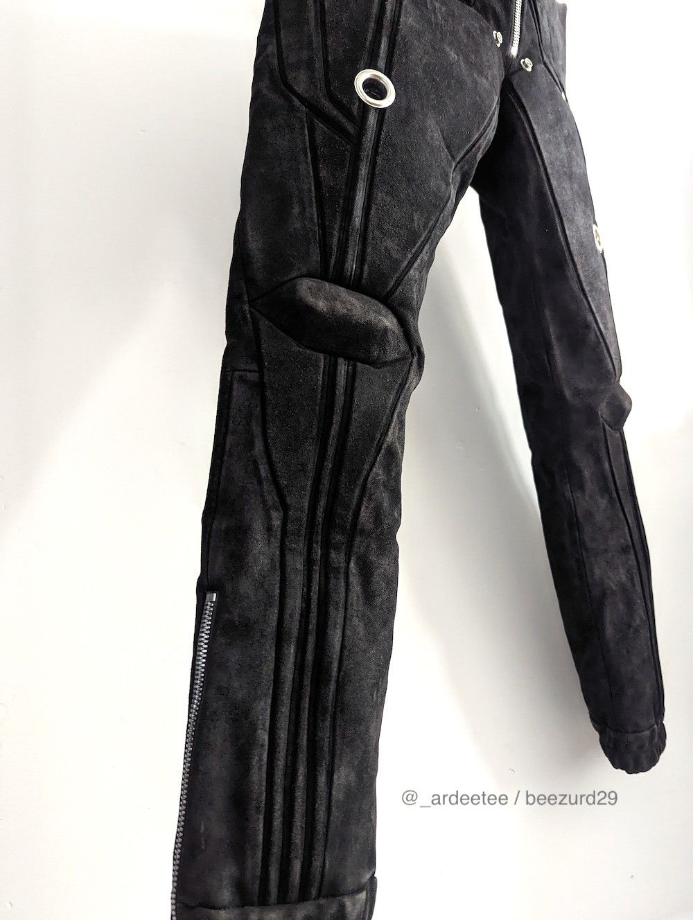 Rick Owens 💥UNRELEASED FW22 METROJOGGERS REVERSED LEATHER STROBE Size US 32 / EU 48 - 4 Thumbnail