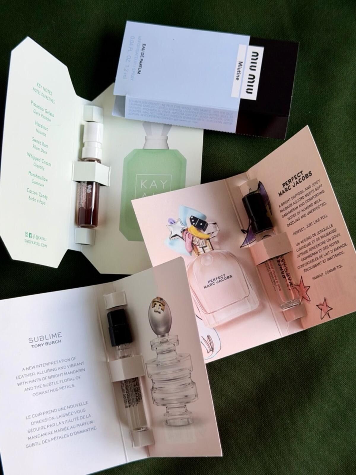 Miu Miu Designer Kayali MiuMiu Tory Burch Marc Jacobs Sample Set 4pc Size ONE SIZE - 2 Thumbnail