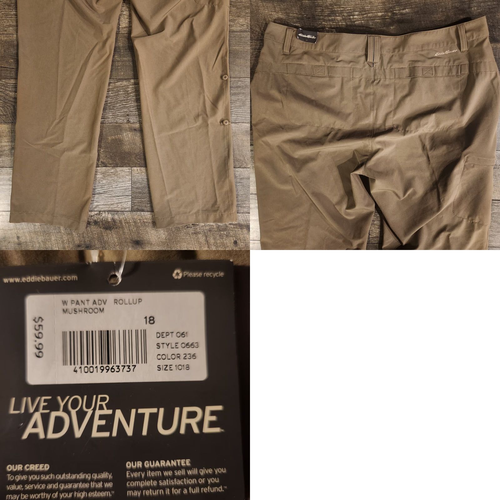Eddie Bauer VINTAGE? No. Eddie Bauer Women Pants 18 Khaki Travex 0663 Adventure Roll Up Cargo Outdoor Pants Size 40" / US 18 - 8 Thumbnail