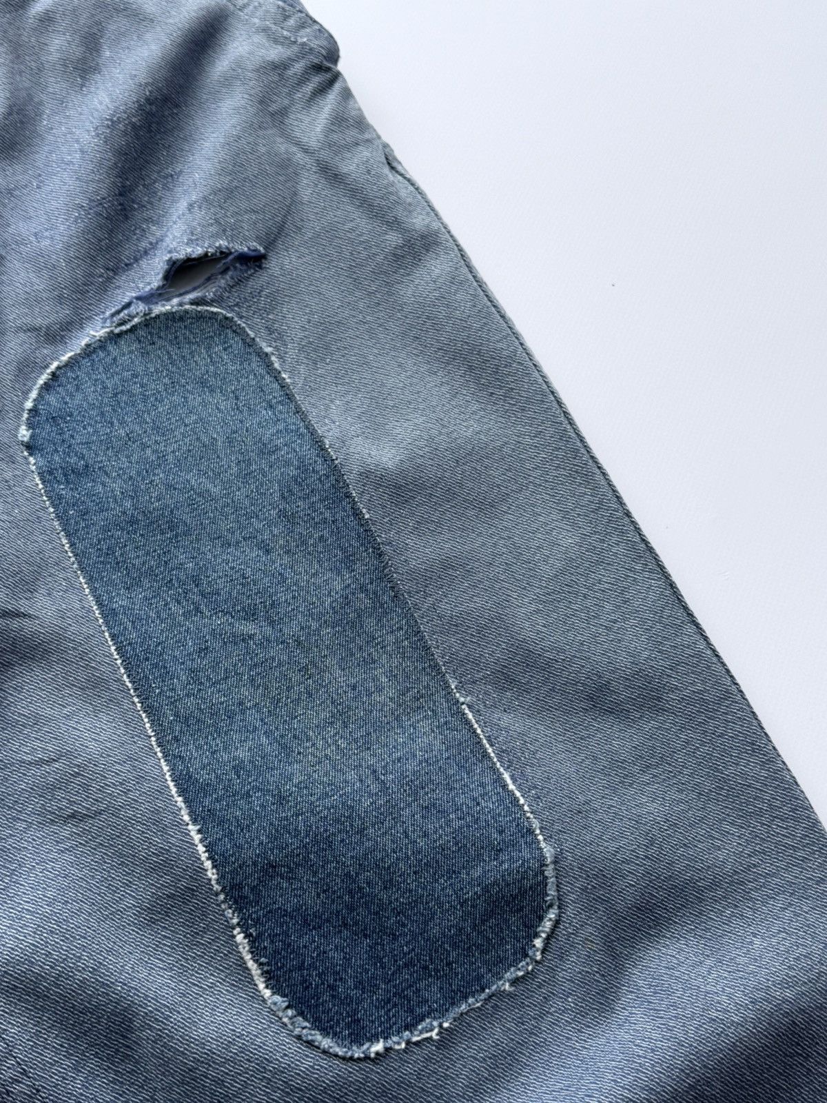 Vetra Vintage 80s French Denim Patchwork Distressed Work Pants Size US 36 / EU 52 - 3 Thumbnail