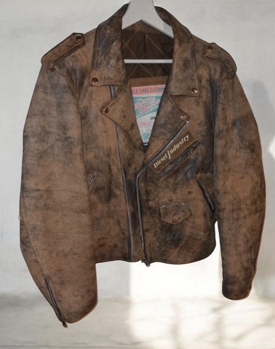 Diesel Diesel Vintage 90’s Leather Bomber Motor Jacket Spellout Size US XL / EU 56 / 4 - 2 Thumbnail