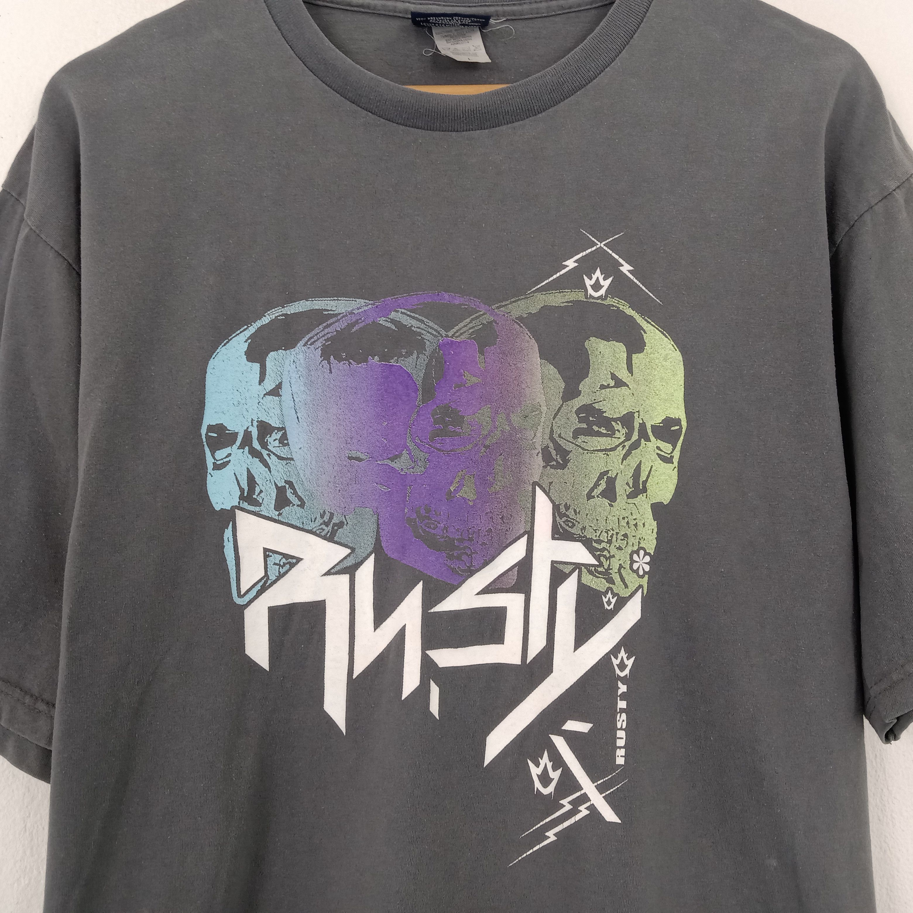 Rusty × Vintage Vintage Rusty Streetwear Skull Art Tshirt Size US L / EU 52-54 / 3 - 2 Thumbnail