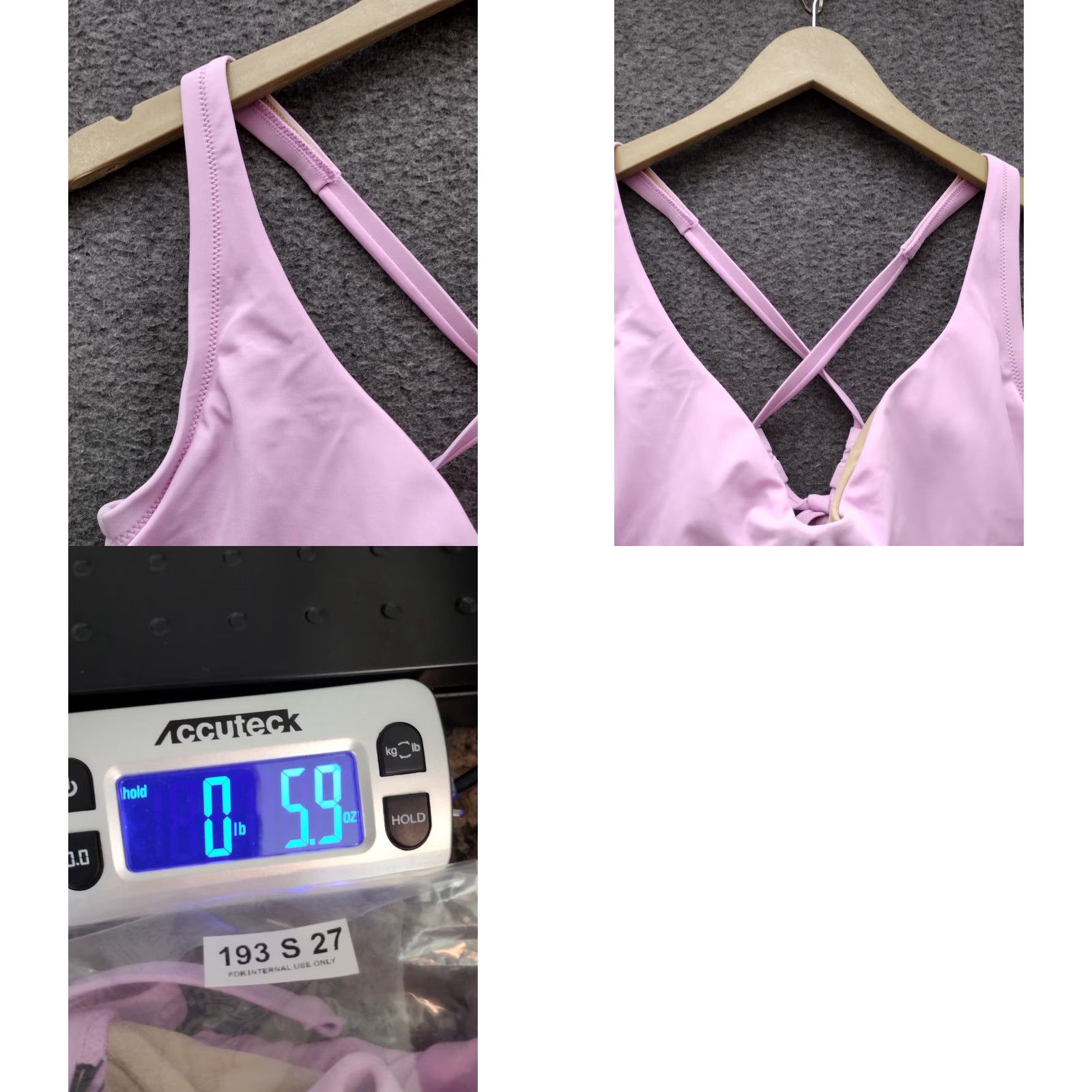Vintage Shade & Shore Bikini Top Purple Front Tie Keyhole Cross Back Padded 38D Adult Women Beach Leopard Pattern Solid Nylon Polyester Spandex Lined Strap Size XS / US 0-2 / IT 36-38 - 8 Thumbnail