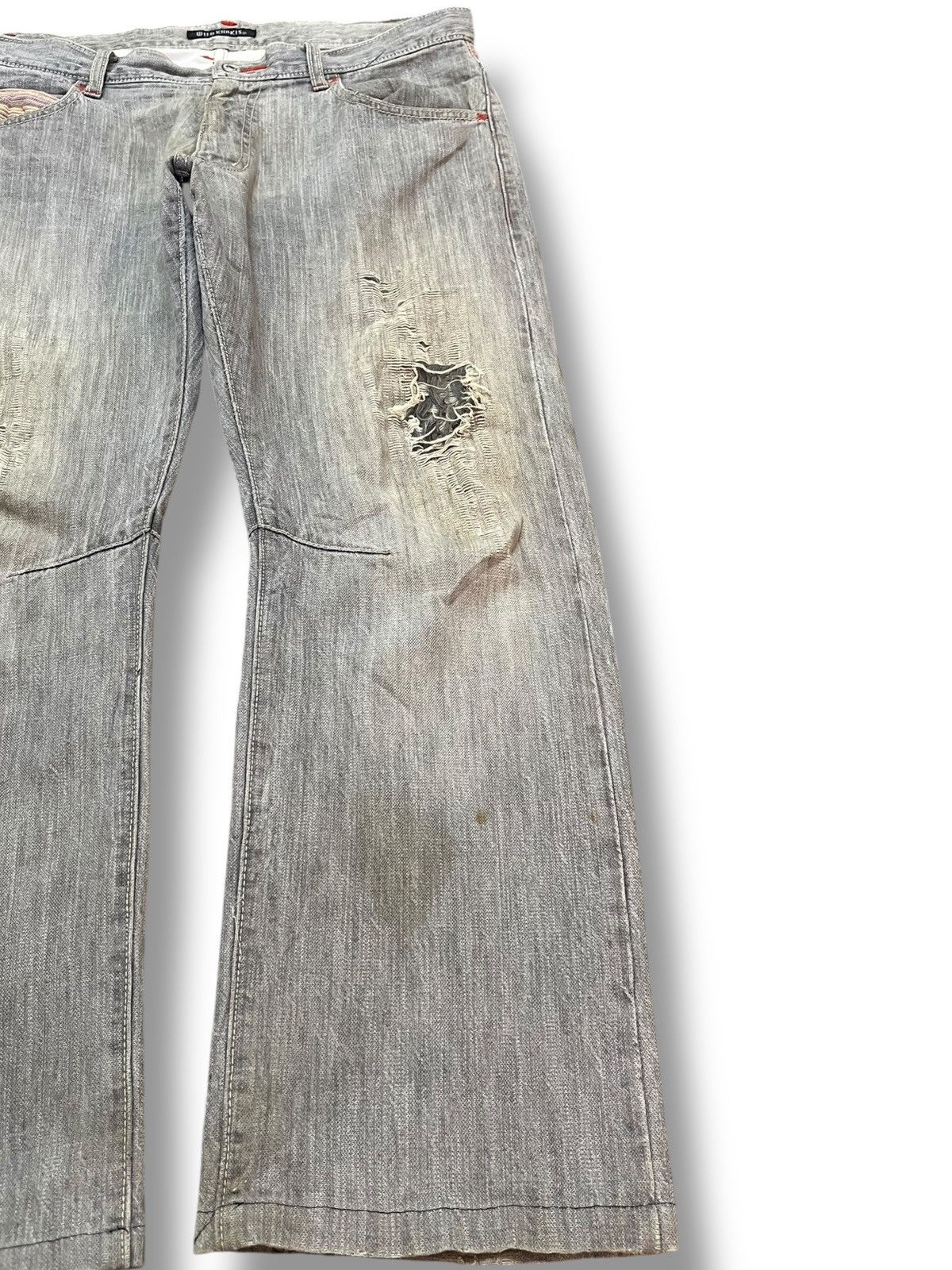 If Six Was Nine Vintage Wild Khakis Twisted Leg Grunge Distressed Denim Size US 35 - 4 Thumbnail
