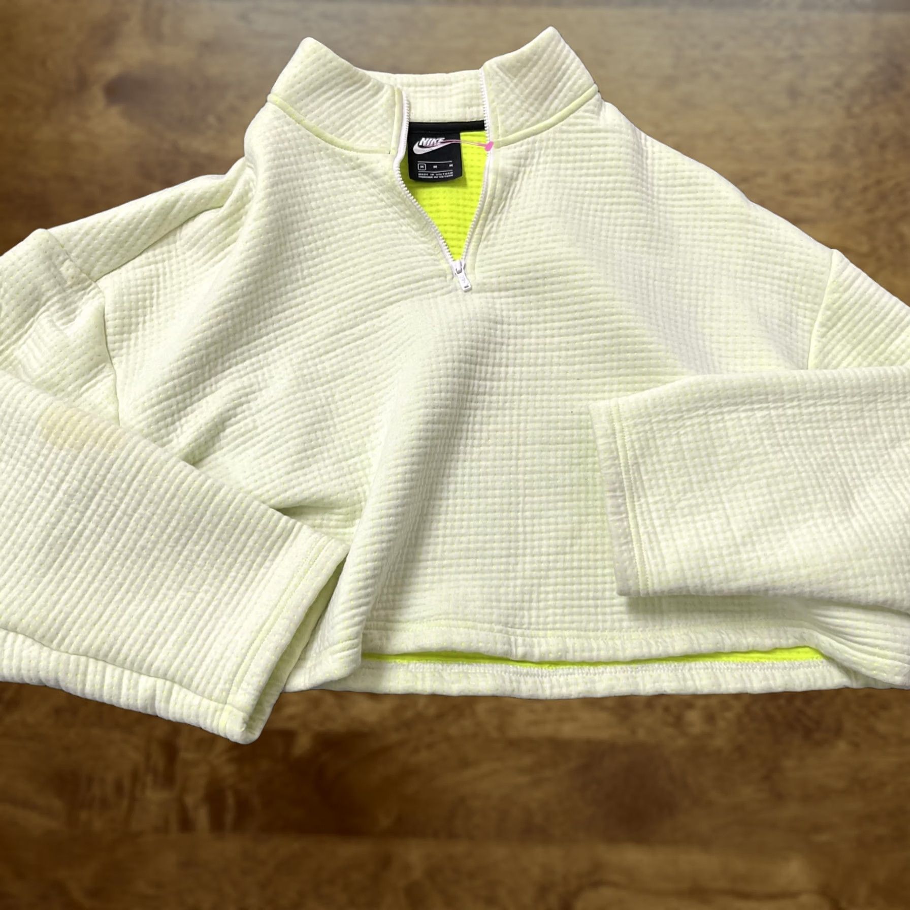 Nike Nike Pullover Sweatshirt Womens Medium Yellow Quarter Zip Waffle Knit Crop Size M / US 6-8 / IT 42-44 - 1 Thumbnail