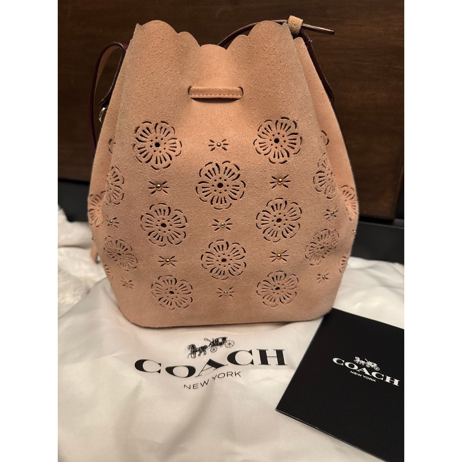 Coach Y2K Tea Rose Coach Suede Bucket Mini Bag Blush Size ONE SIZE - 5 Thumbnail