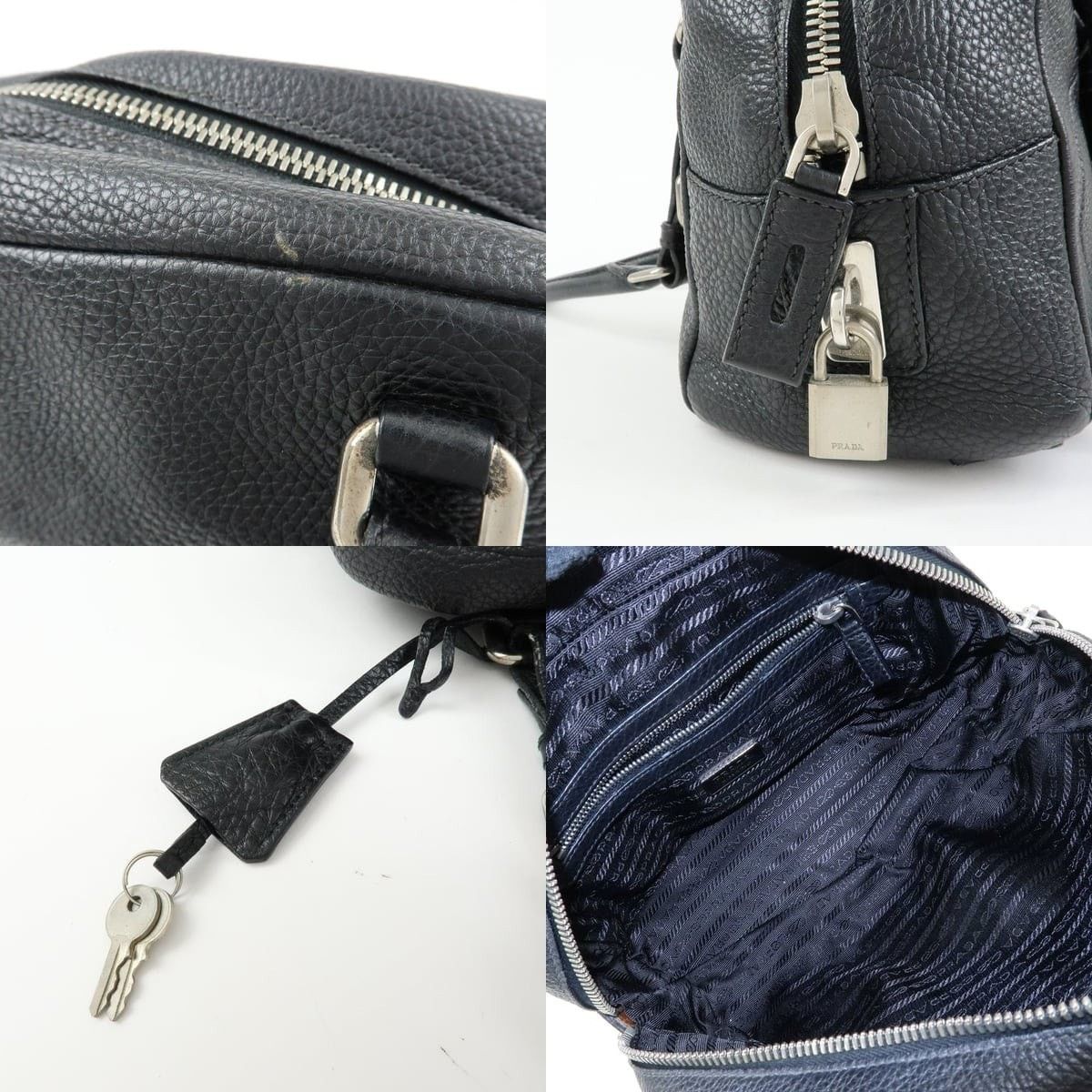 Prada Prada Logo Embossed Leather Mini Duffle Shoulder Bag Black Size ONE SIZE - 7 Thumbnail