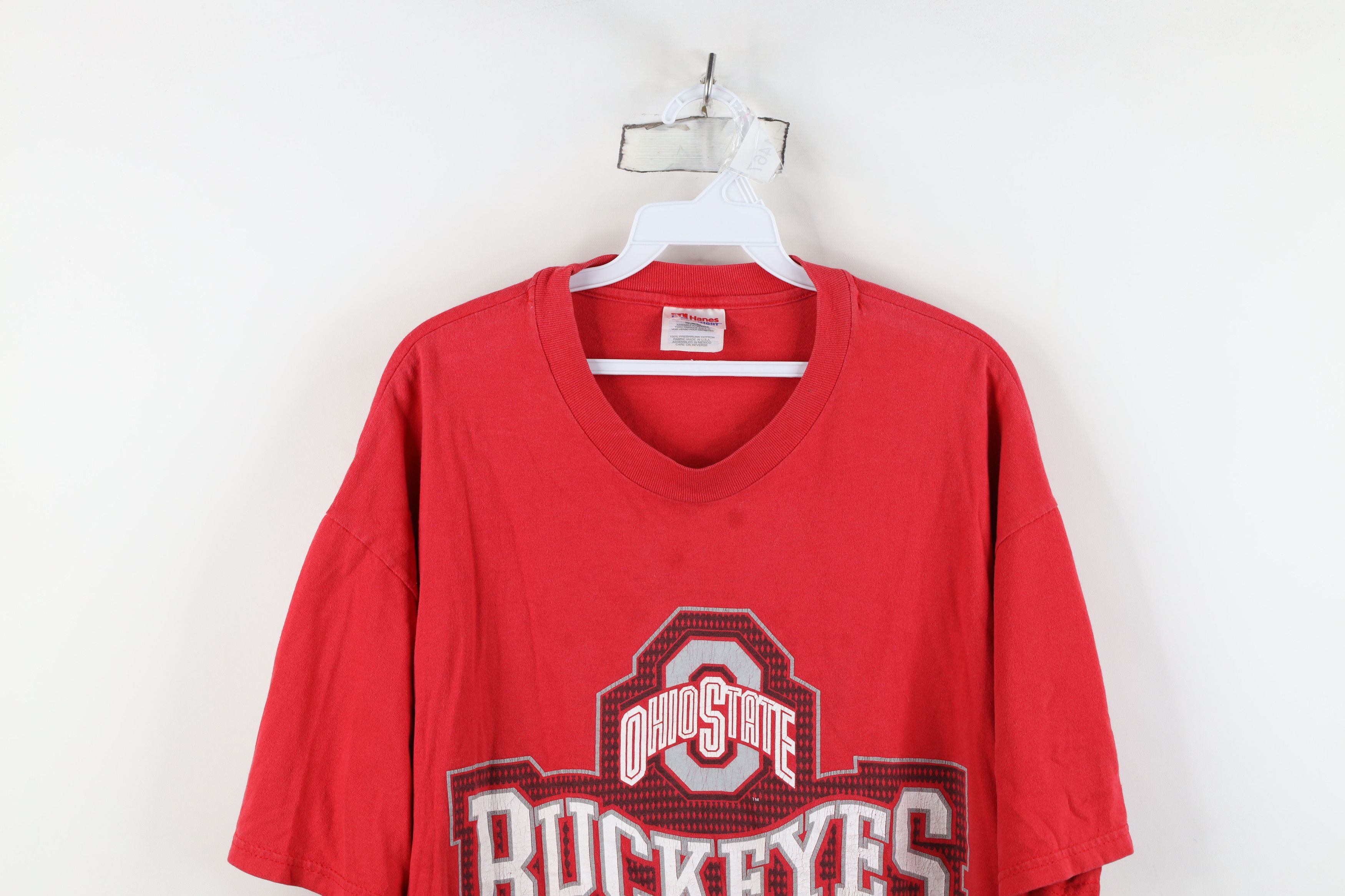 Vintage Vintage 90s Ohio State University T-Shirt Red Cotton Size US XL / EU 56 / 4 - 2 Thumbnail
