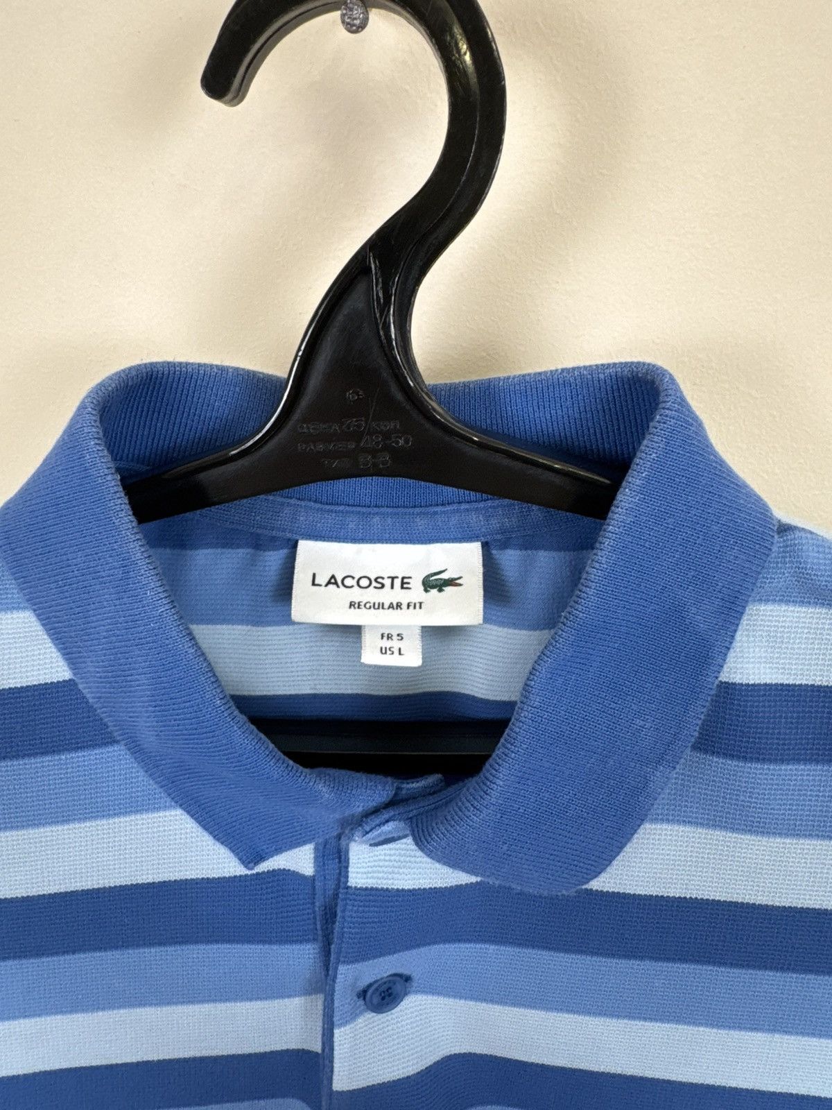 Other 🇫🇷 Lacoste Polo T shirt Striped Blue Sz L Luxury Casual Size US L / EU 52-54 / 3 - 10 Thumbnail