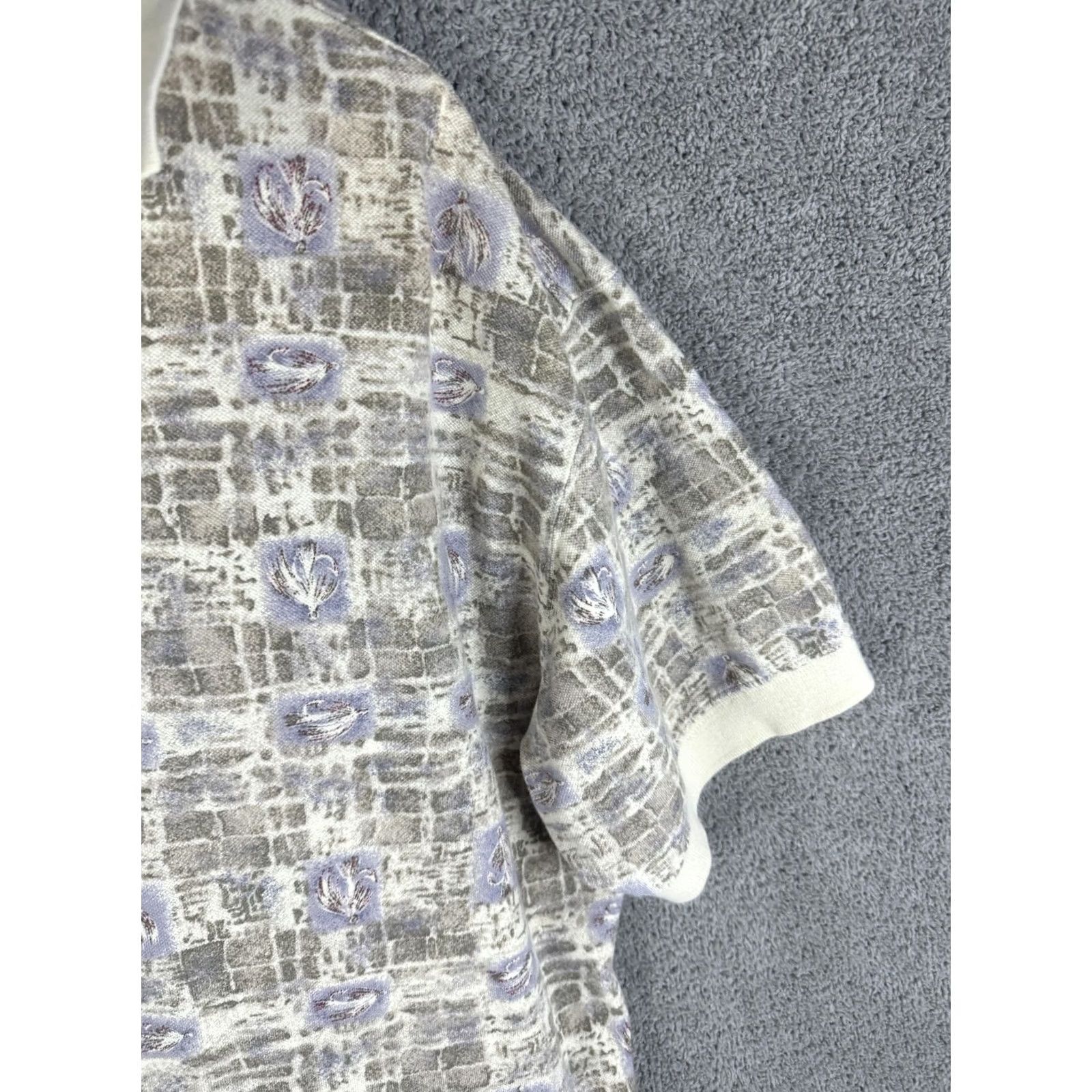 Vintage VINTAGE Woolrich Polo Shirt Mens XL Beige Purple Abstract Knit 90s Pattern Geometric Button Collar Size US XL / EU 56 / 4 - 3 Thumbnail